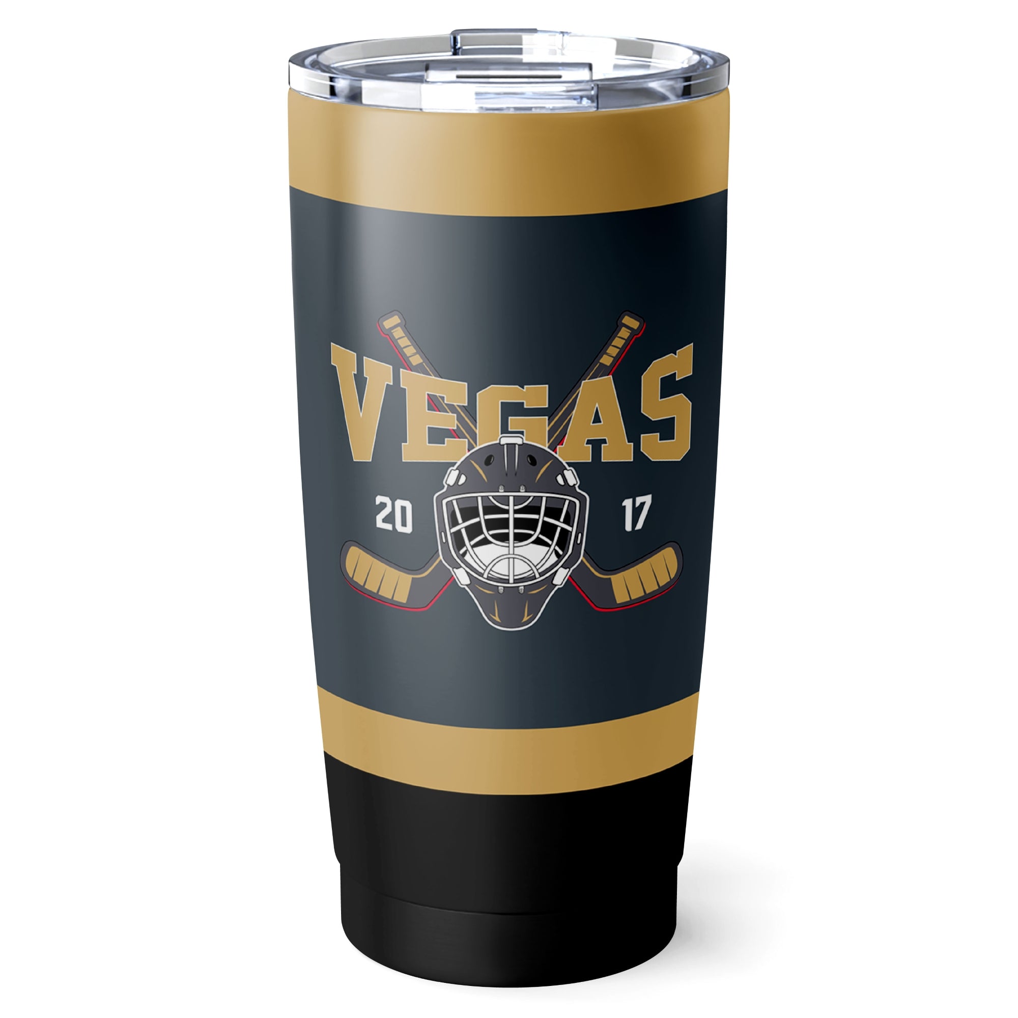 Vegas hockey tumbler front design in Gray city-color style