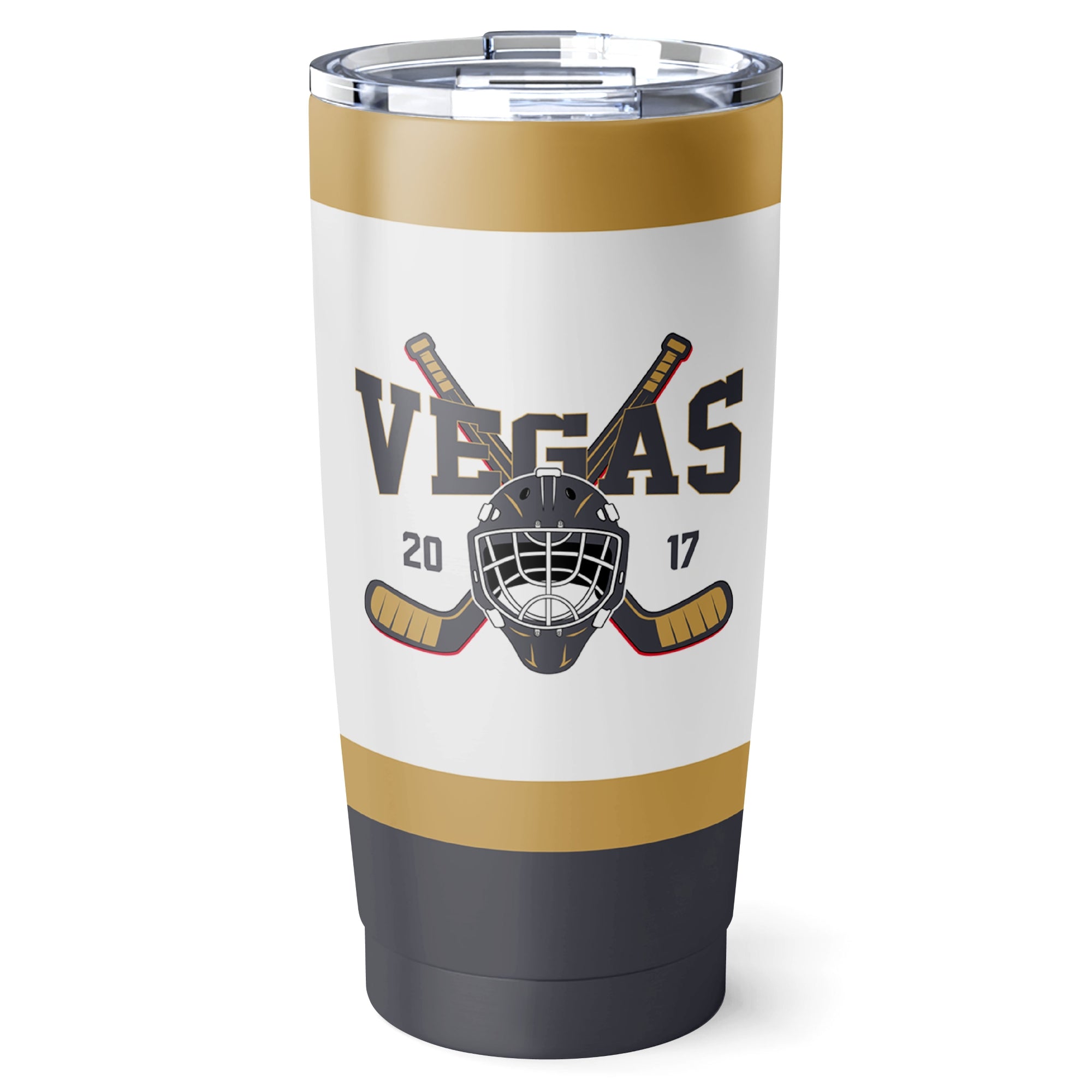 Vegas hockey tumbler front design in White city-color style