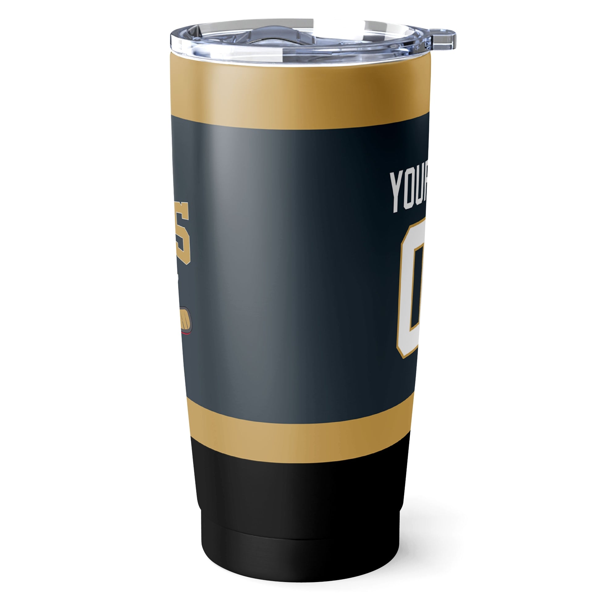 Vegas hockey tumbler side view in Gray city-color style