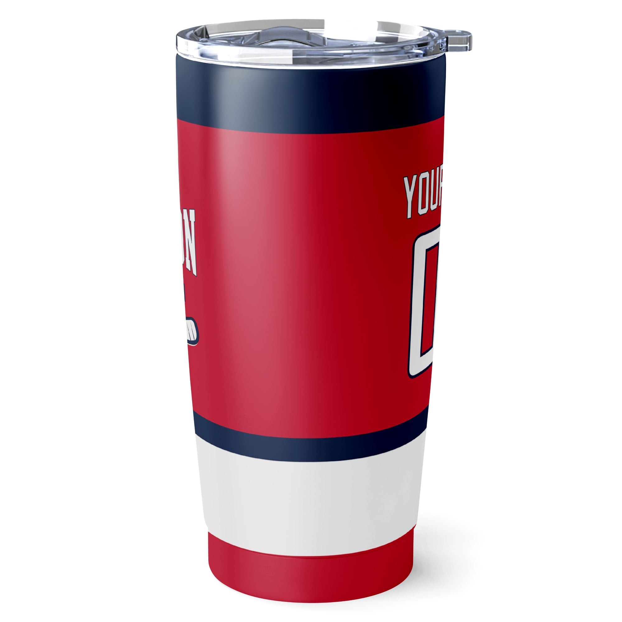 Washington hockey tumbler side view in Red city-color style