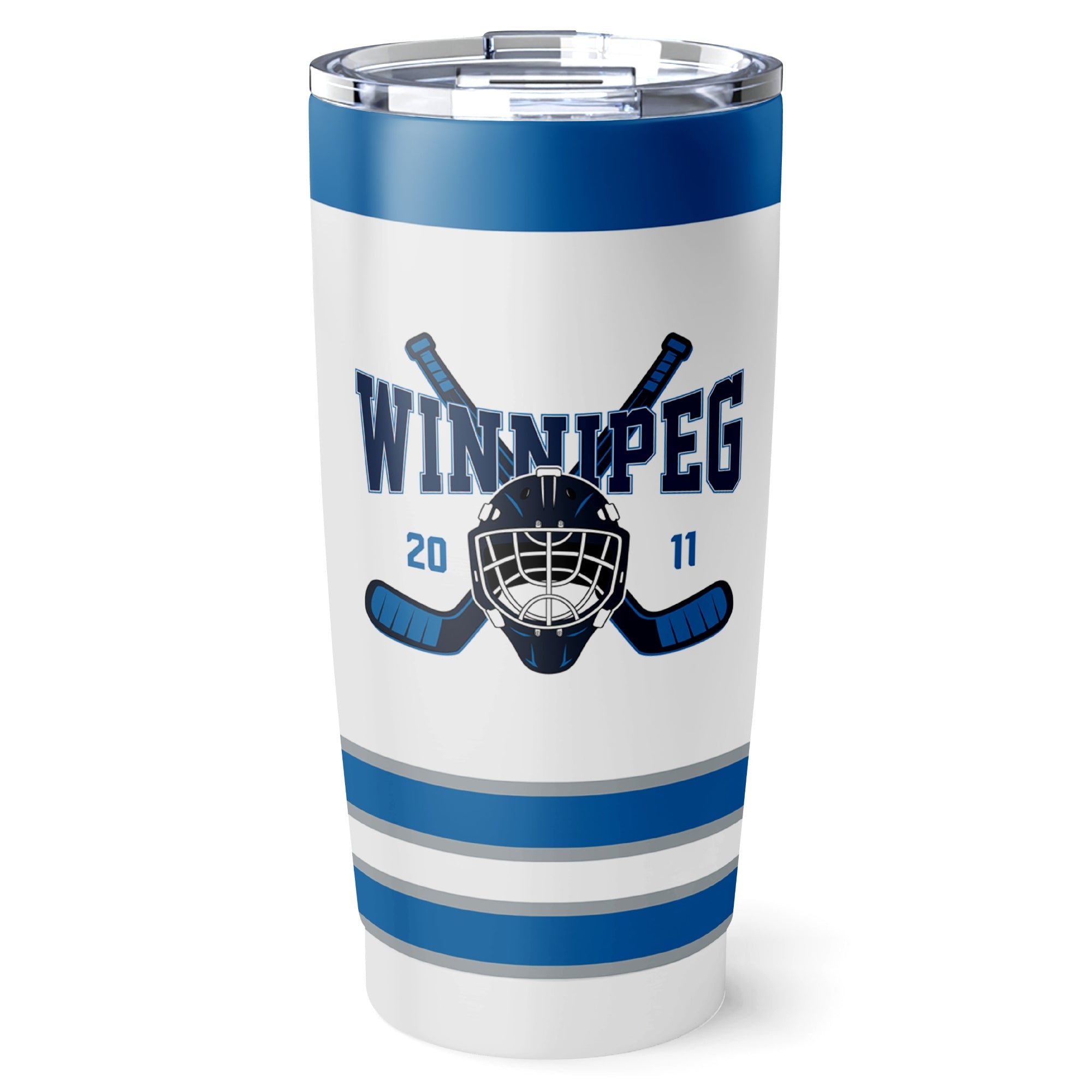 Winnipeg hockey tumbler front design in White city-color style