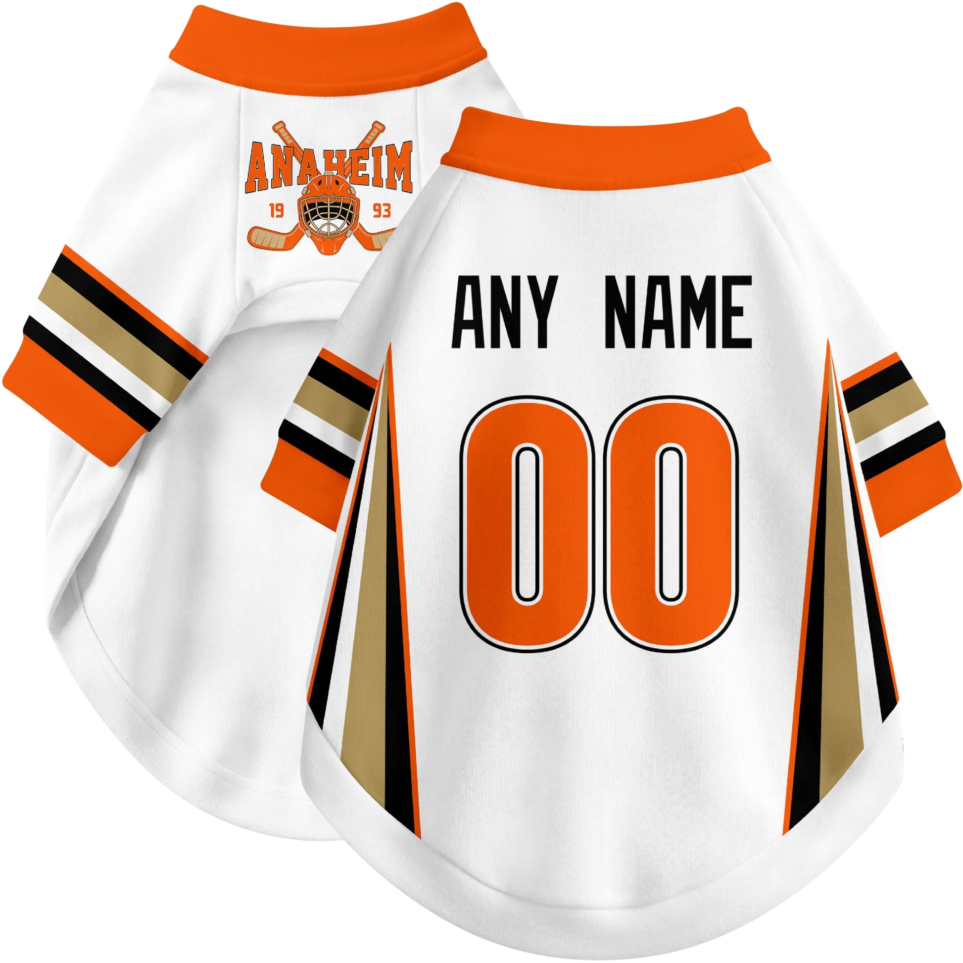 Custom hockey-style dog jersey color option 2 in White and Black