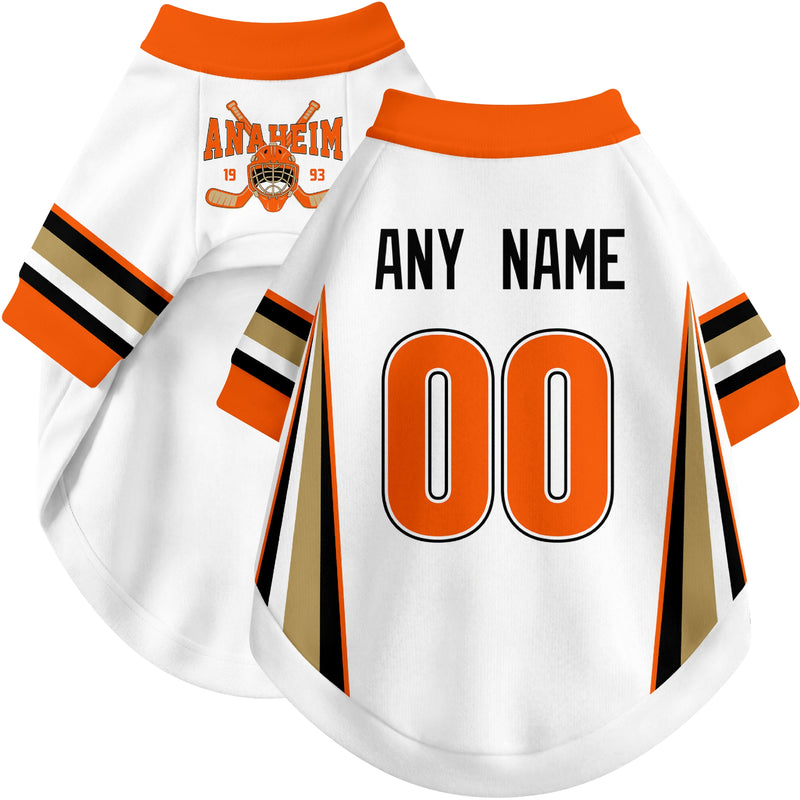 Custom hockey-style dog jersey color option 2 in White and Black