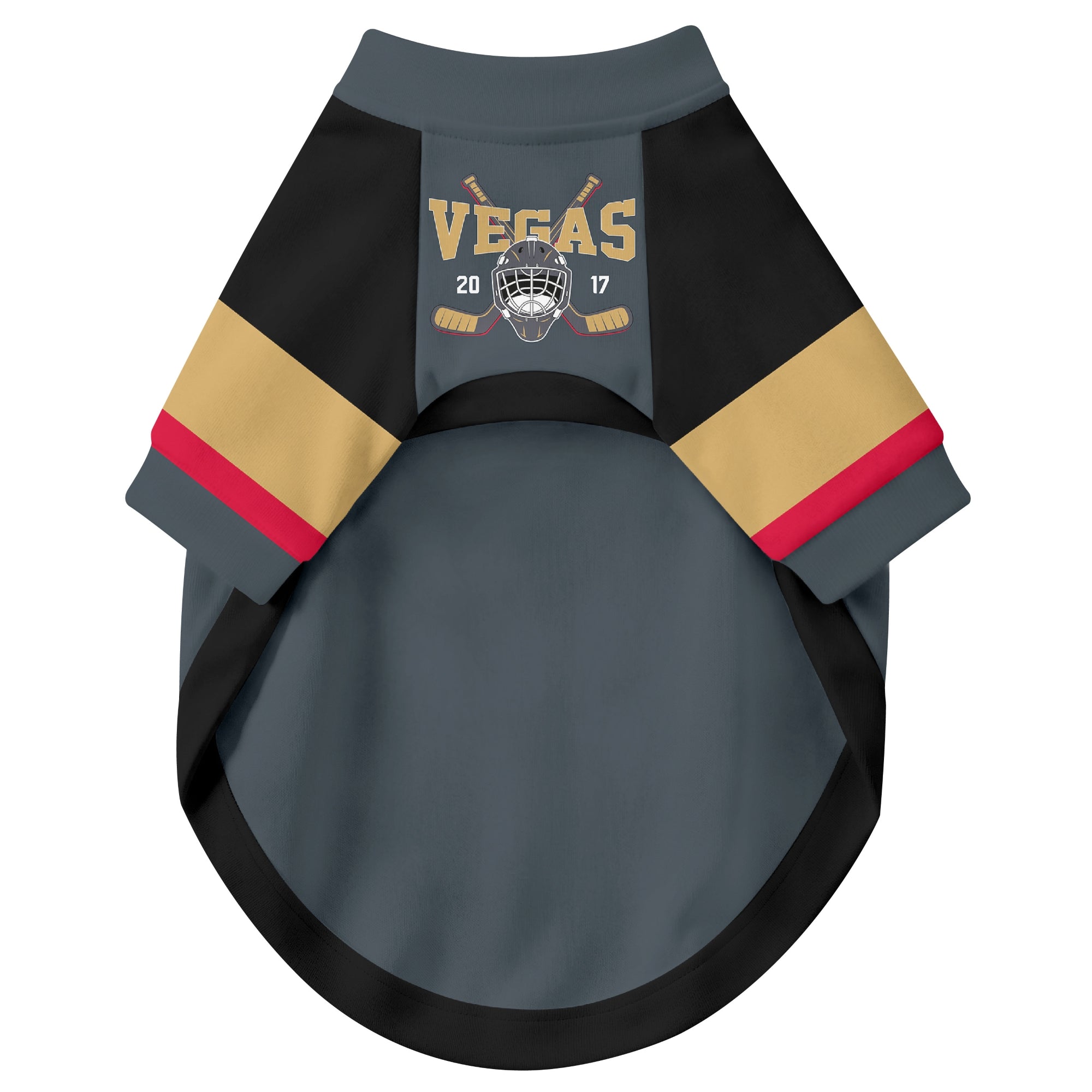 Front view of custom hockey-style dog jersey in Gray and White colors