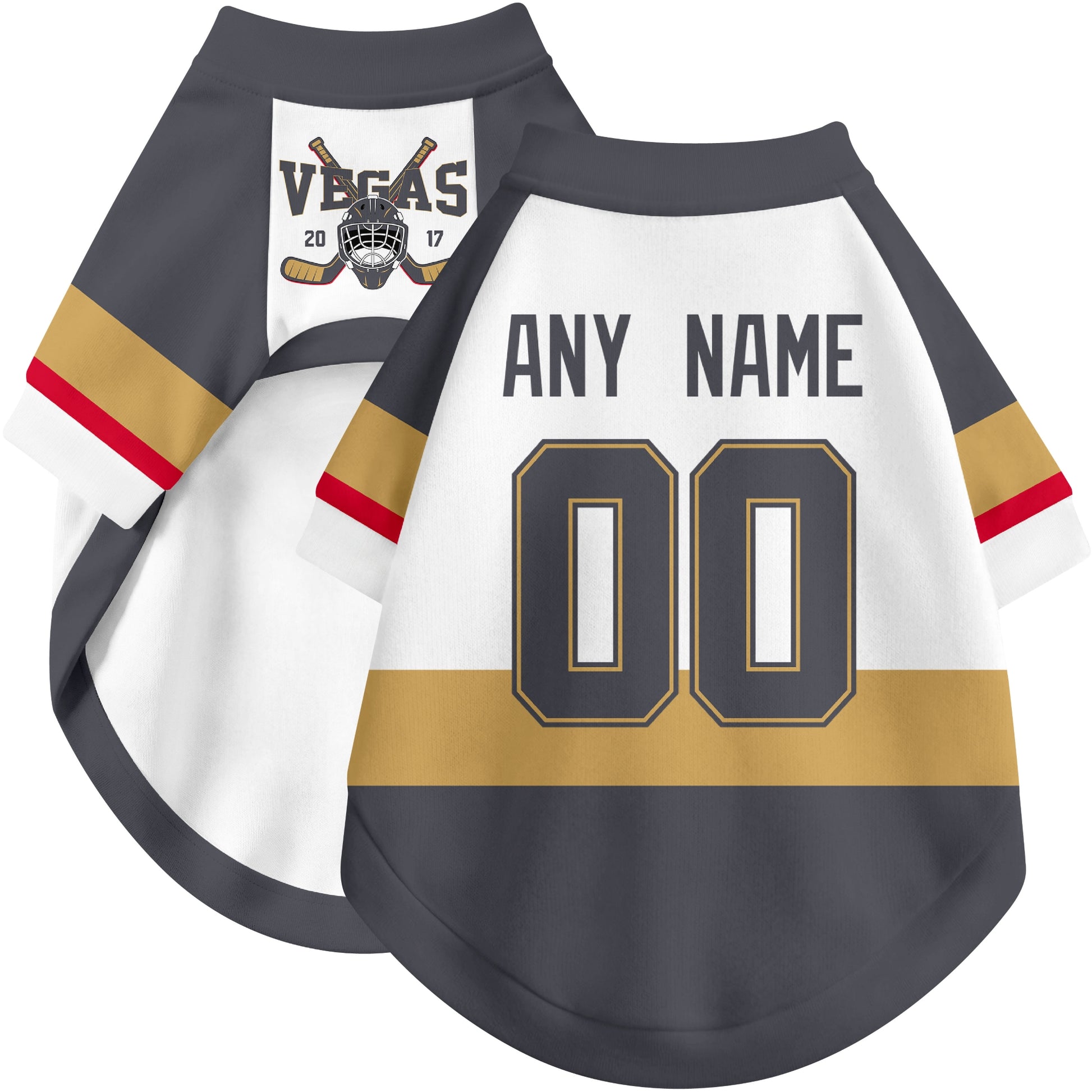 Custom hockey-style dog jersey color option 2 in White and Gray