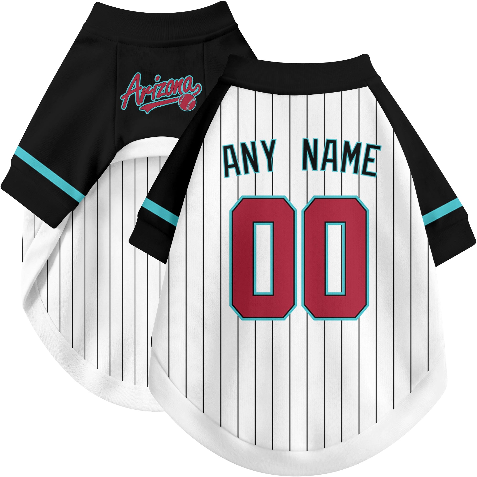 Custom baseball-style dog jersey color option 2 in White and Black