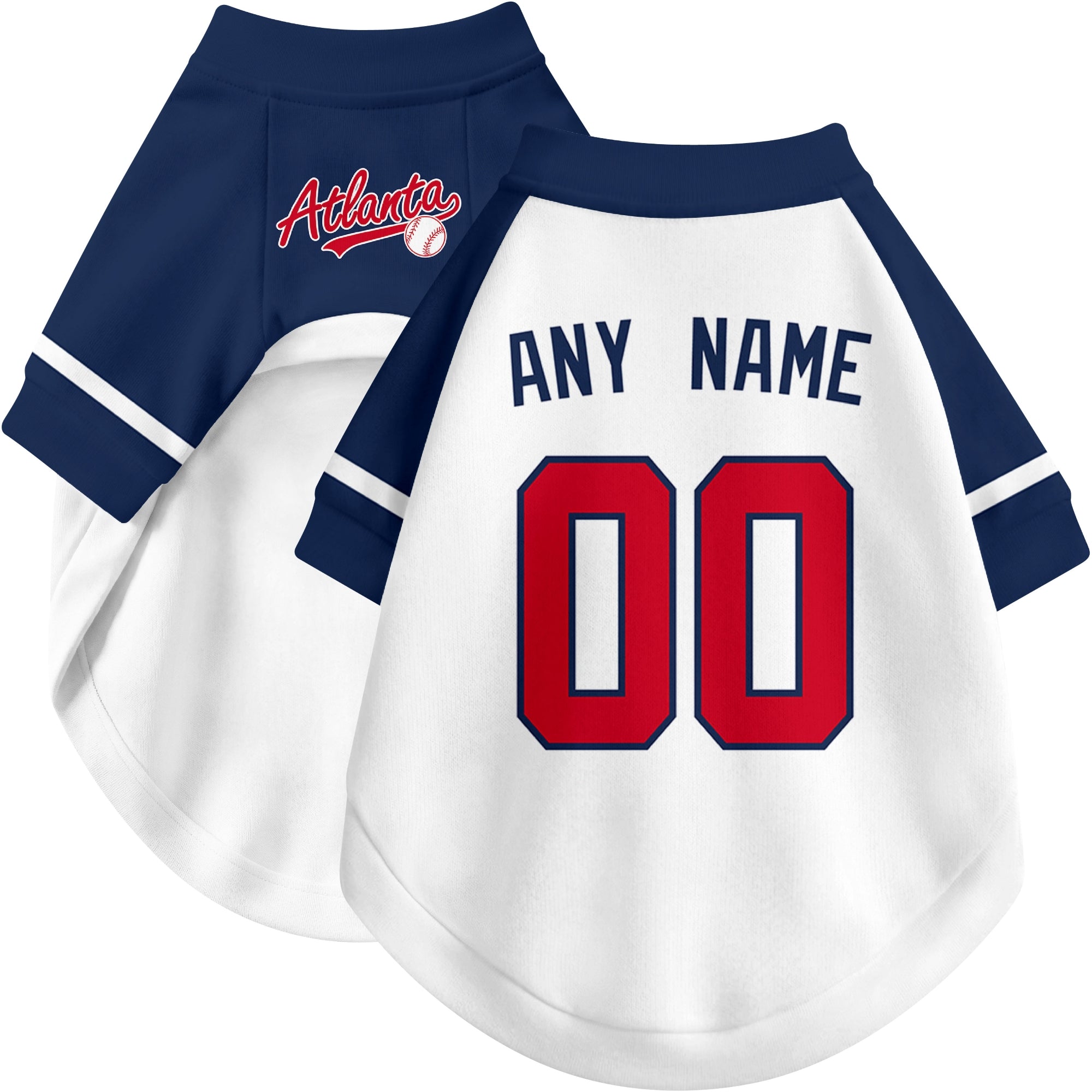 Custom baseball-style dog jersey color option 2 in White and Navy