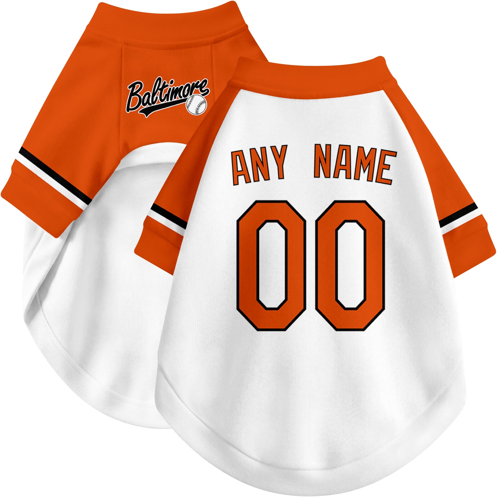 Custom baseball-style dog jersey color option 2 in White and Black