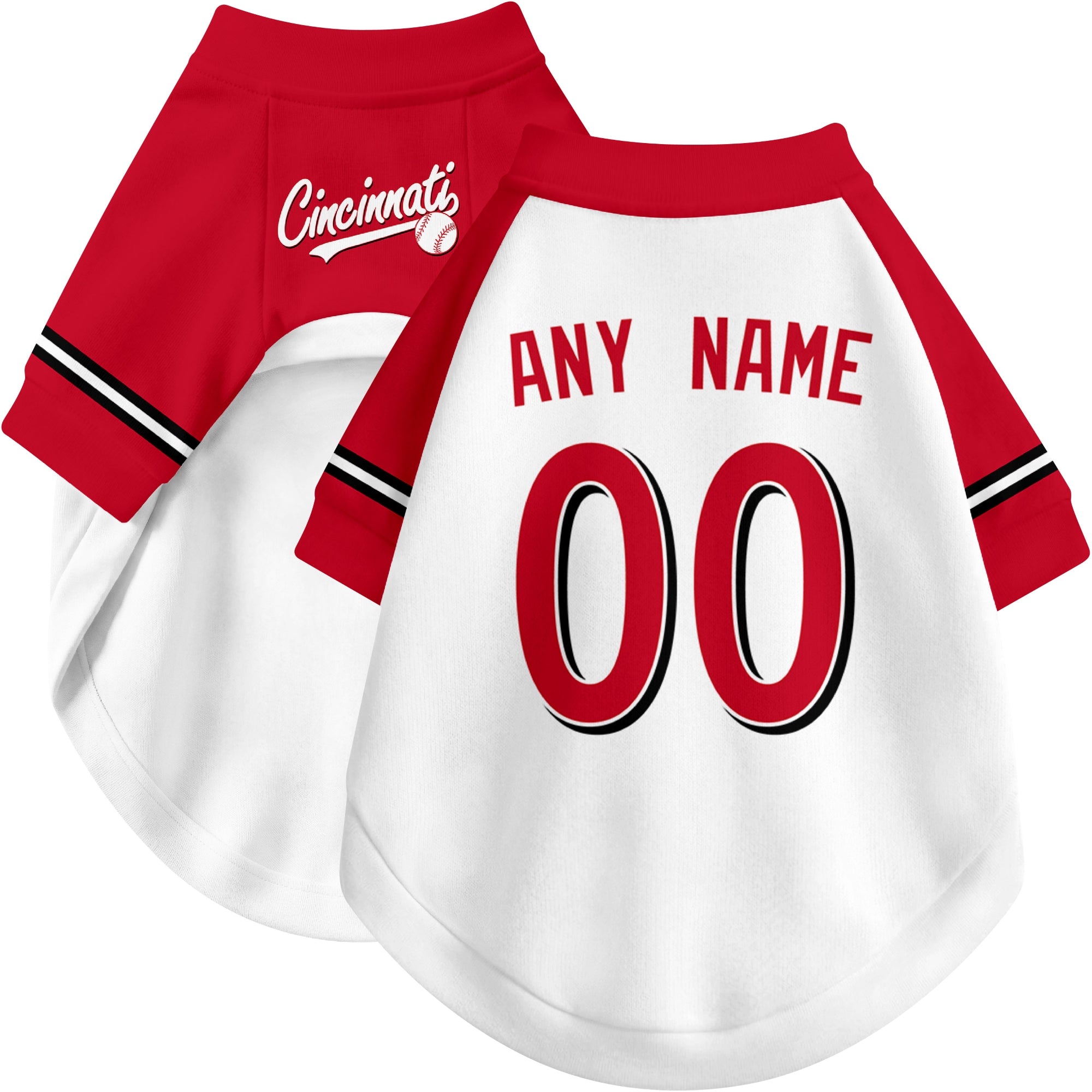 Custom baseball-style dog jersey color option 2 in White and Red