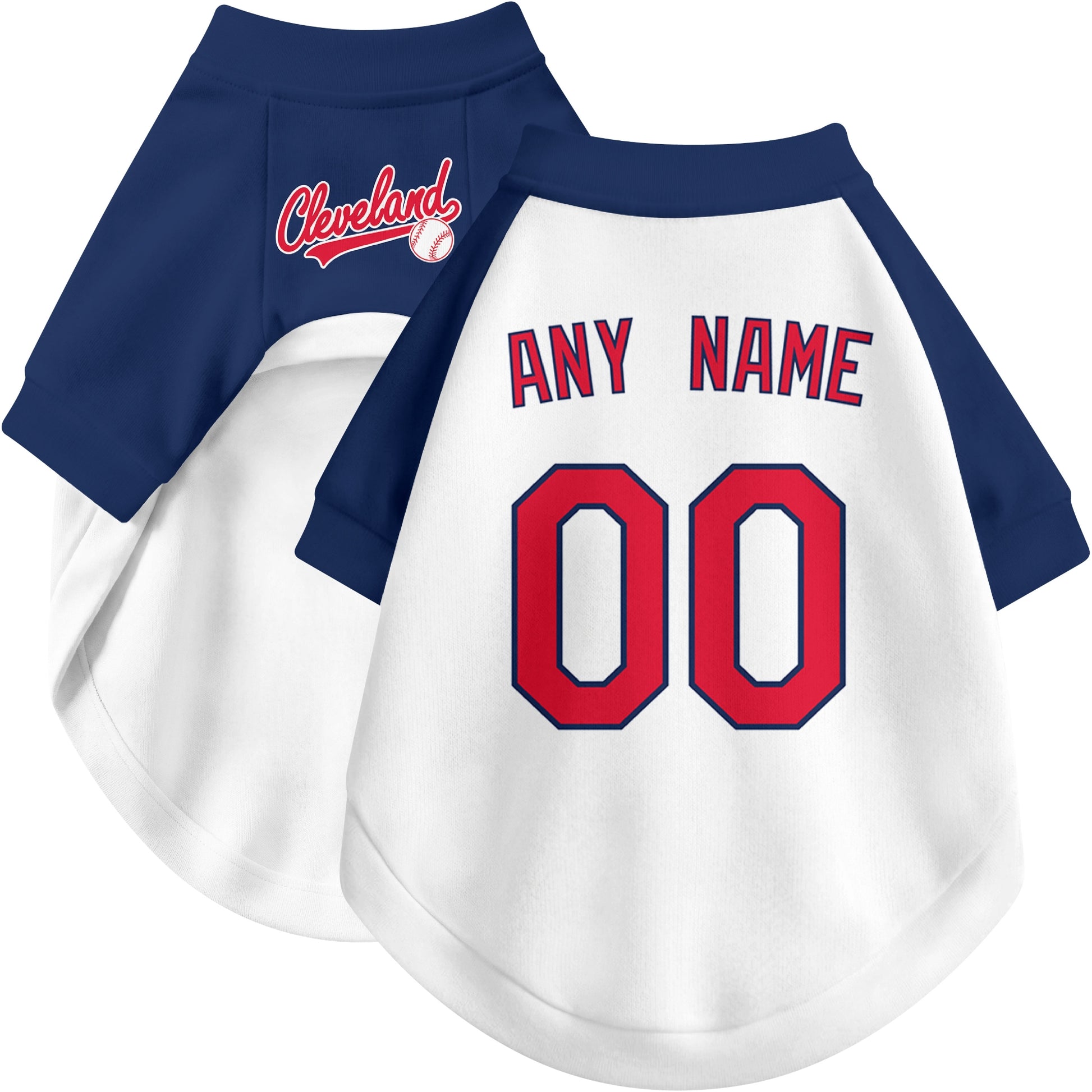 Custom baseball-style dog jersey color option 2 in White and Navy