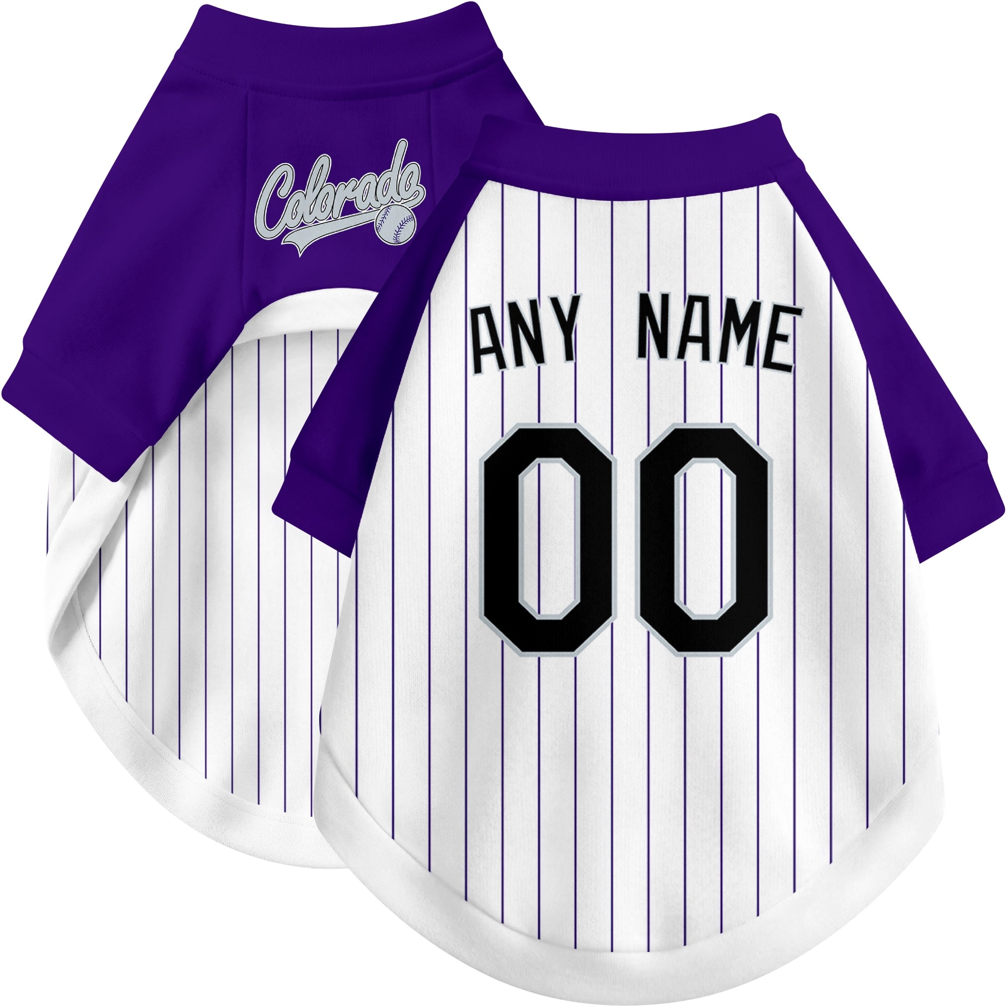 Custom baseball-style dog jersey color option 2 in White and Black