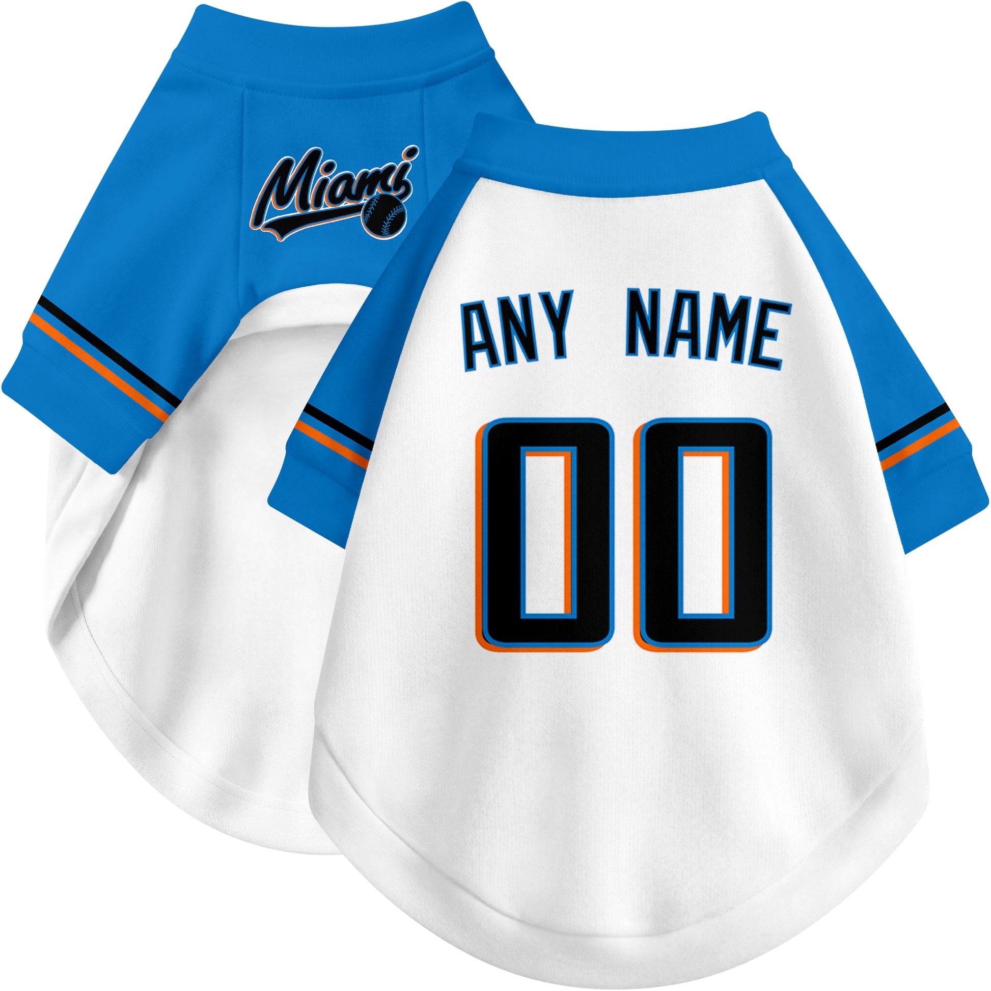 Custom baseball-style dog jersey color option 2 in White and Black