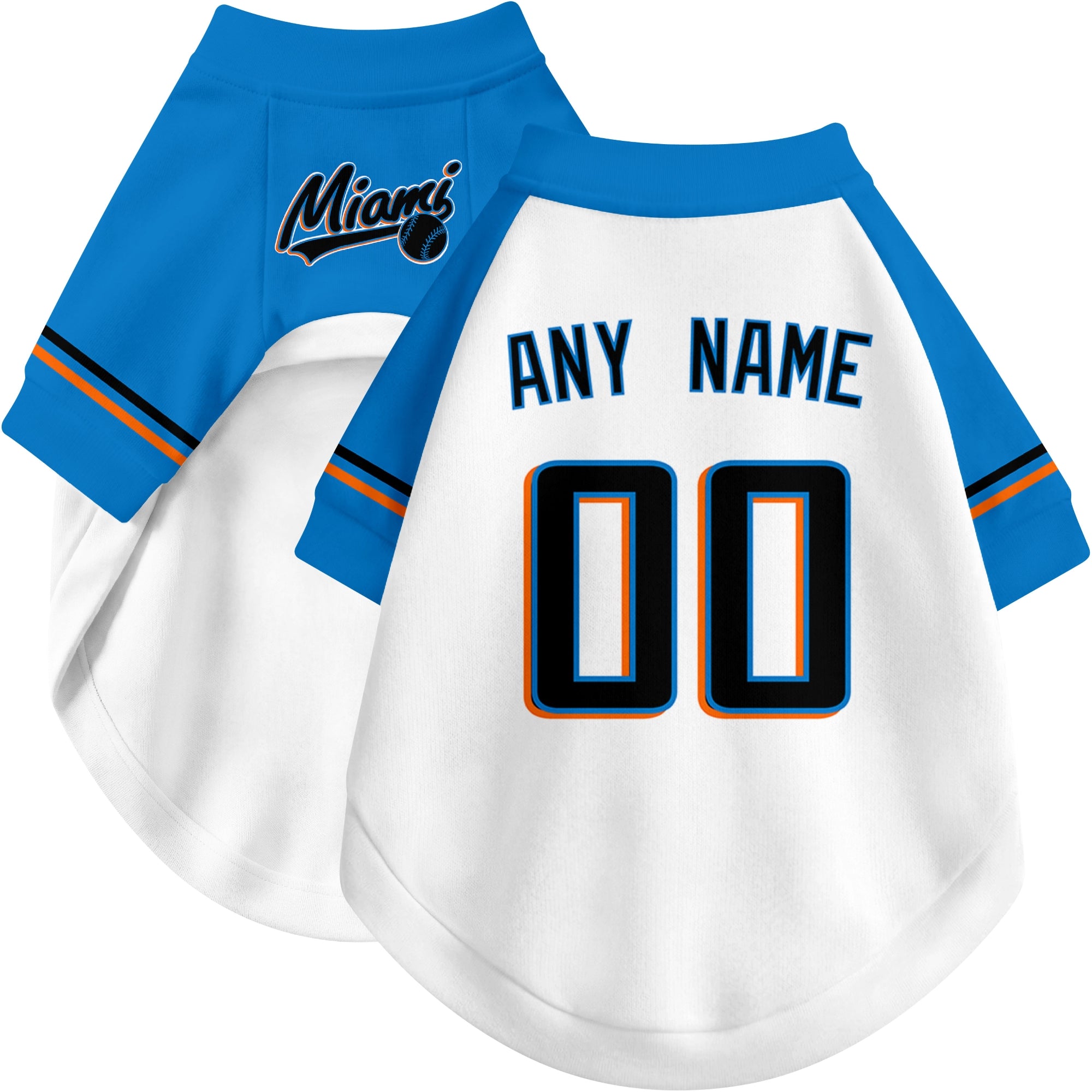 Custom baseball-style dog jersey color option 2 in White and Black