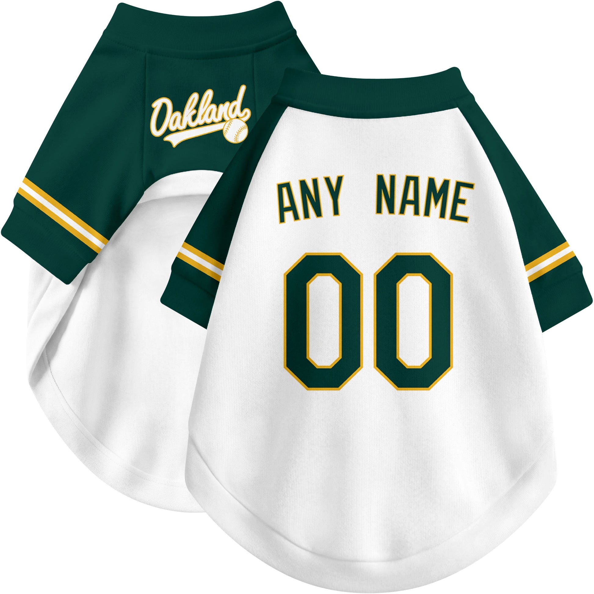 Custom baseball-style dog jersey color option 2 in White and Green