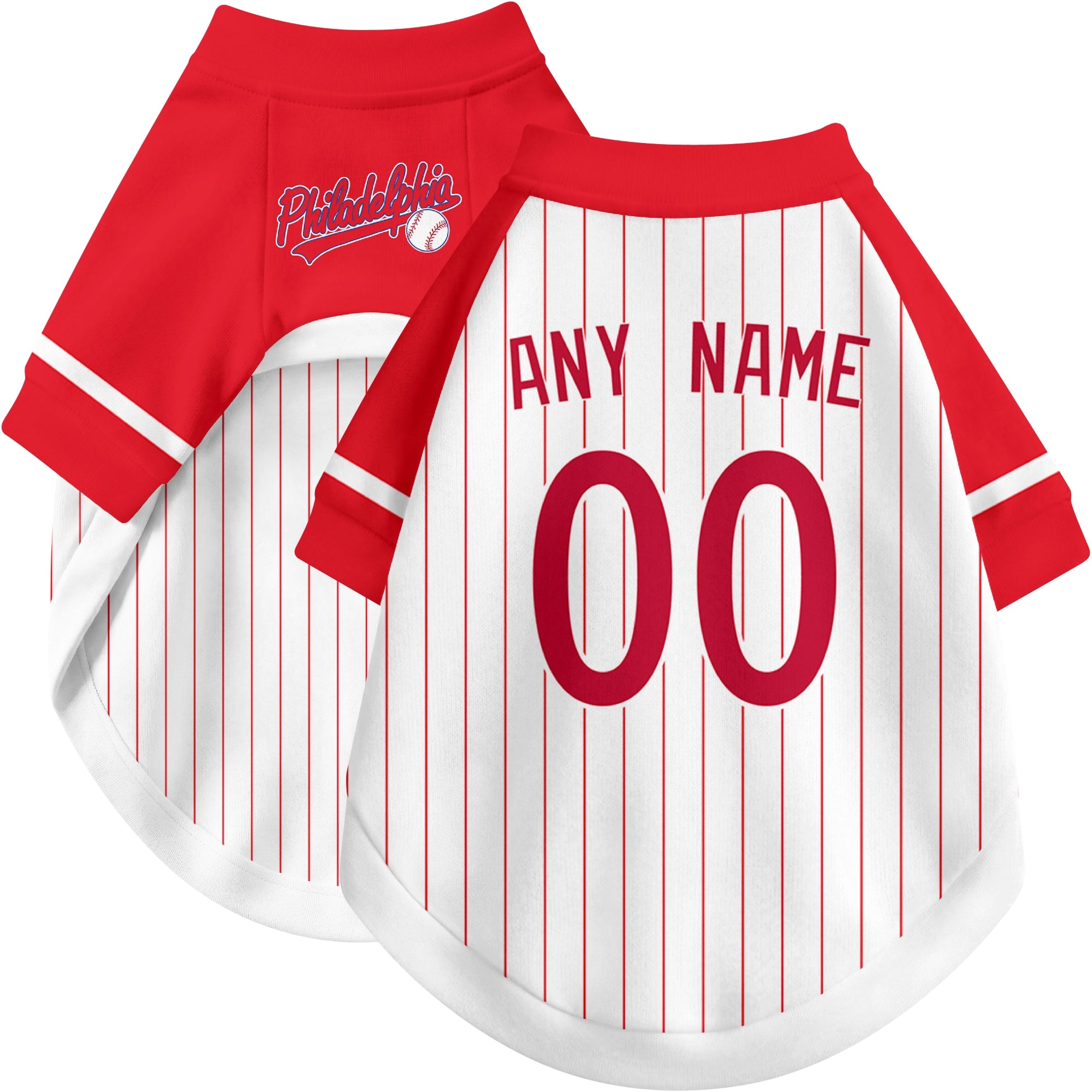 Custom baseball-style dog jersey color option 2 in White and Red