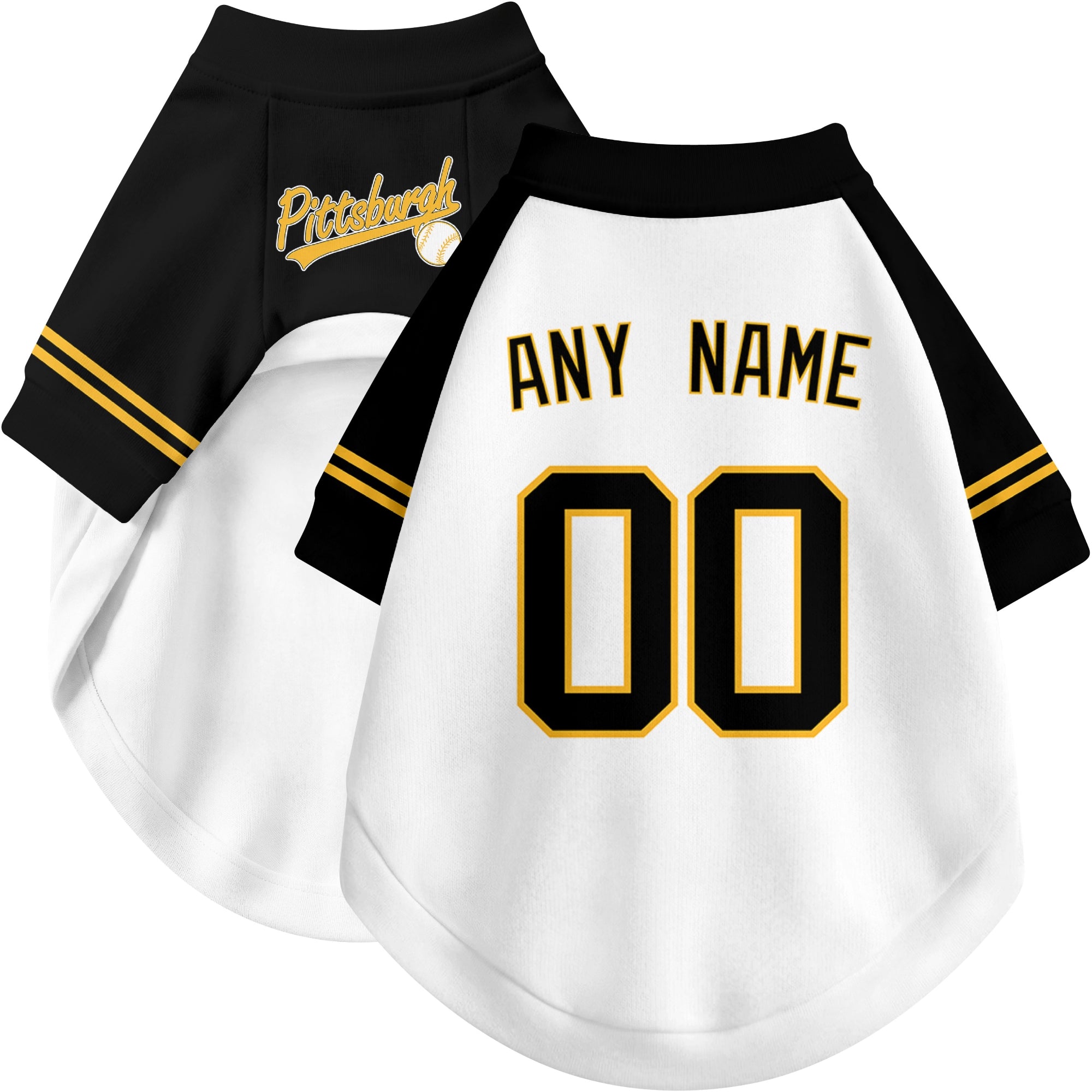 Custom baseball-style dog jersey color option 2 in White and Black