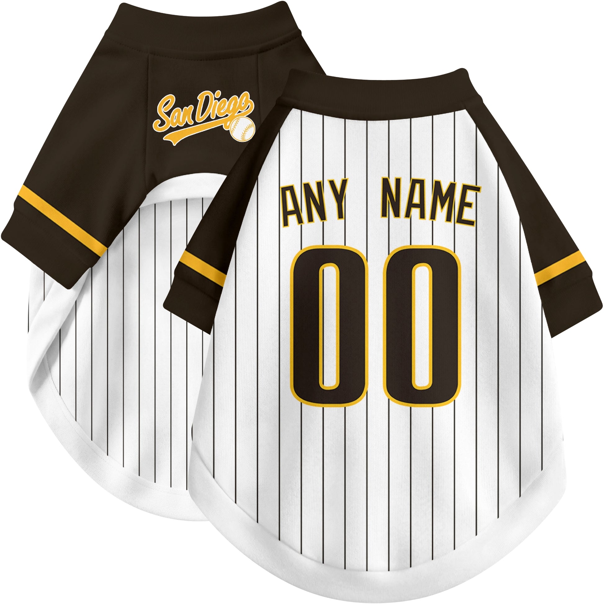 Custom baseball-style dog jersey color option 2 in White and Brown
