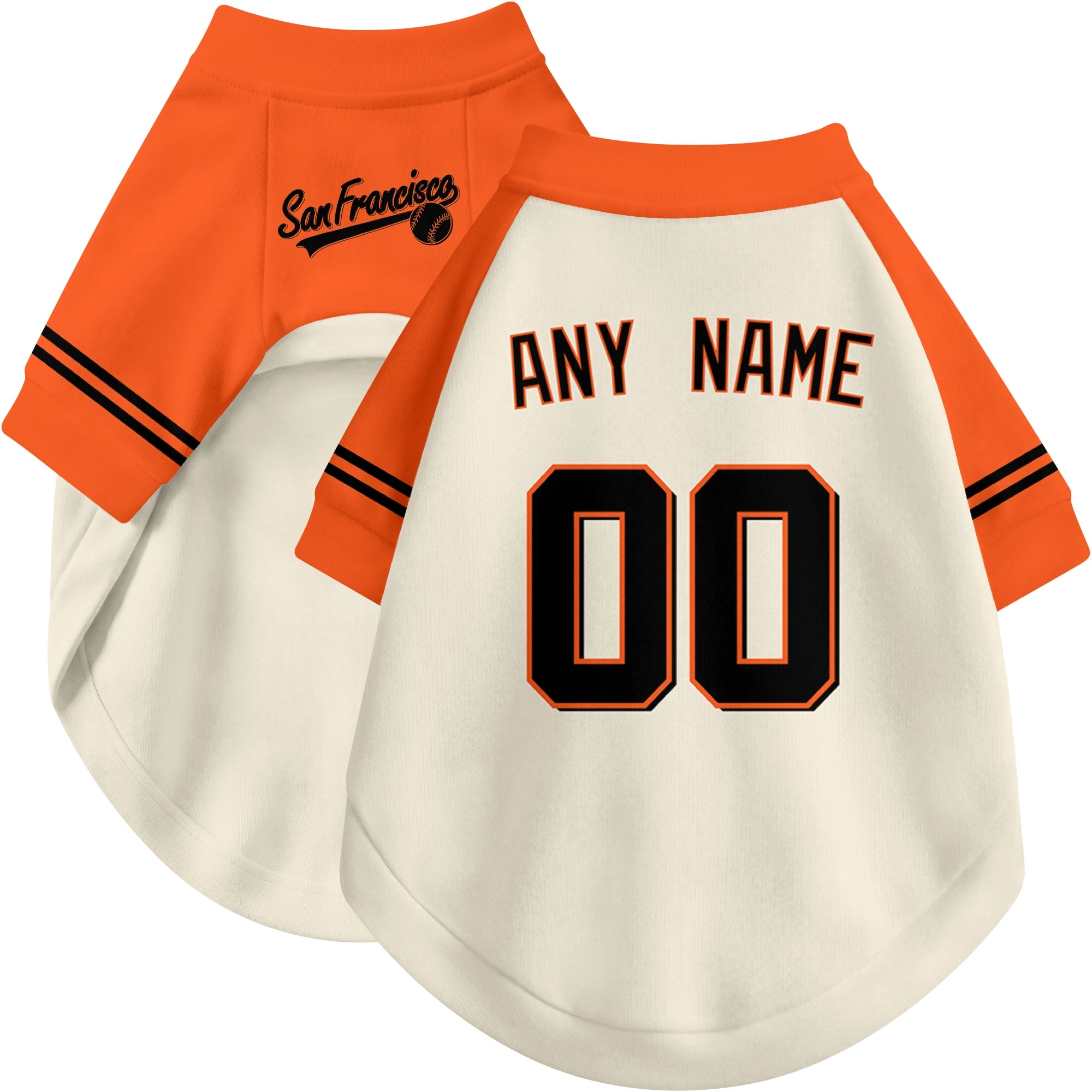 Custom baseball-style dog jersey color option 2 in Cream and Black