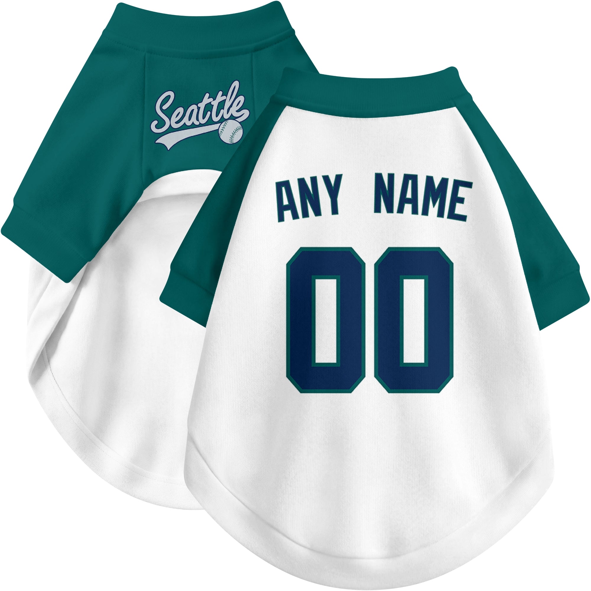 Custom baseball-style dog jersey color option 2 in White and Navy