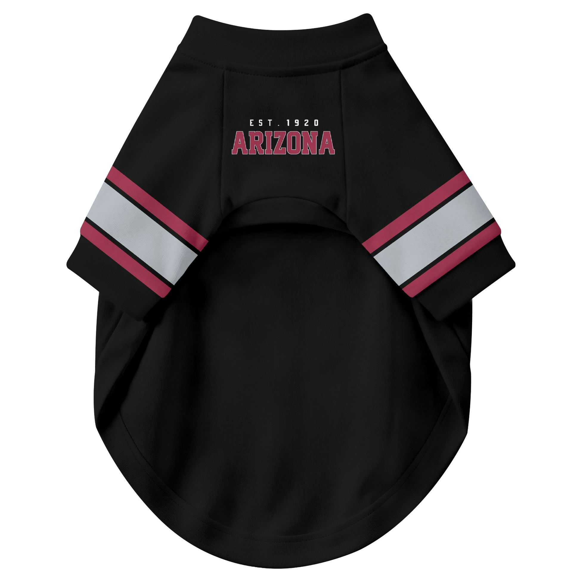 Front view of custom dog jersey in black personalized with name and number