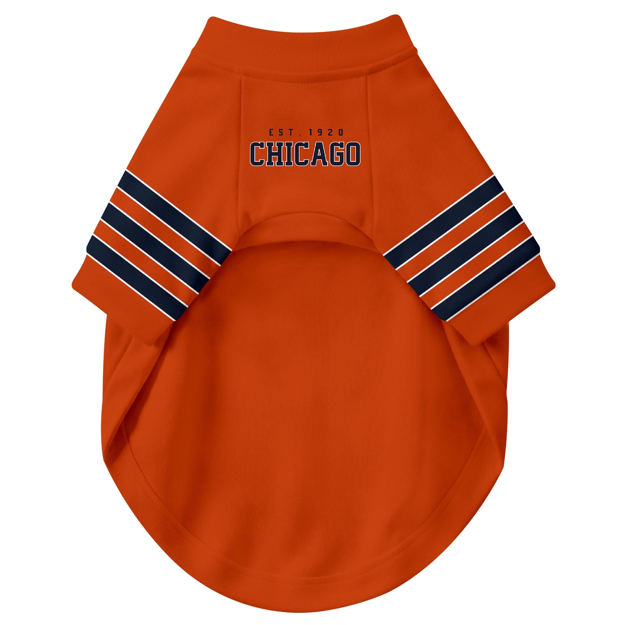 Front view of custom dog jersey in orange personalized with name and number