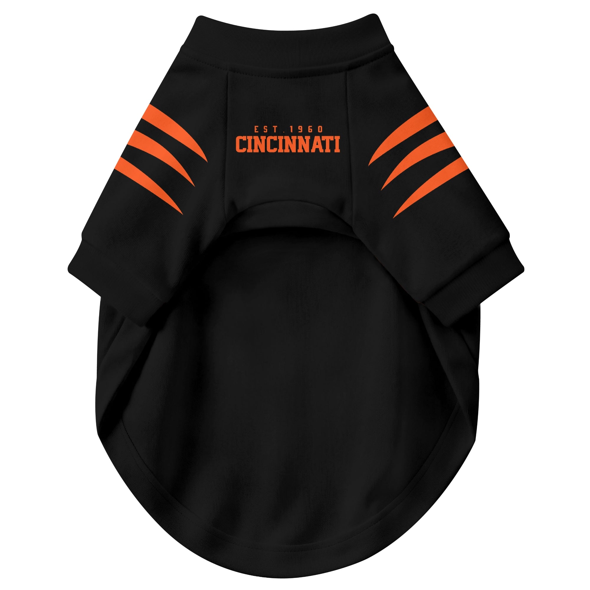 Front view of custom dog jersey in black personalized with name and number