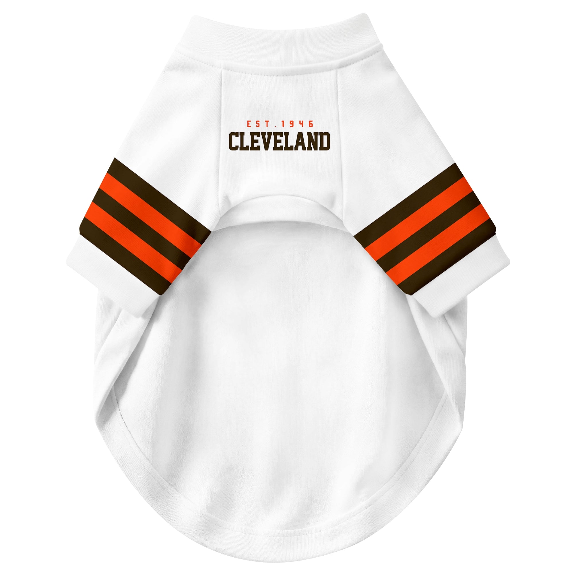 Front view of custom dog jersey in white personalized with name and number