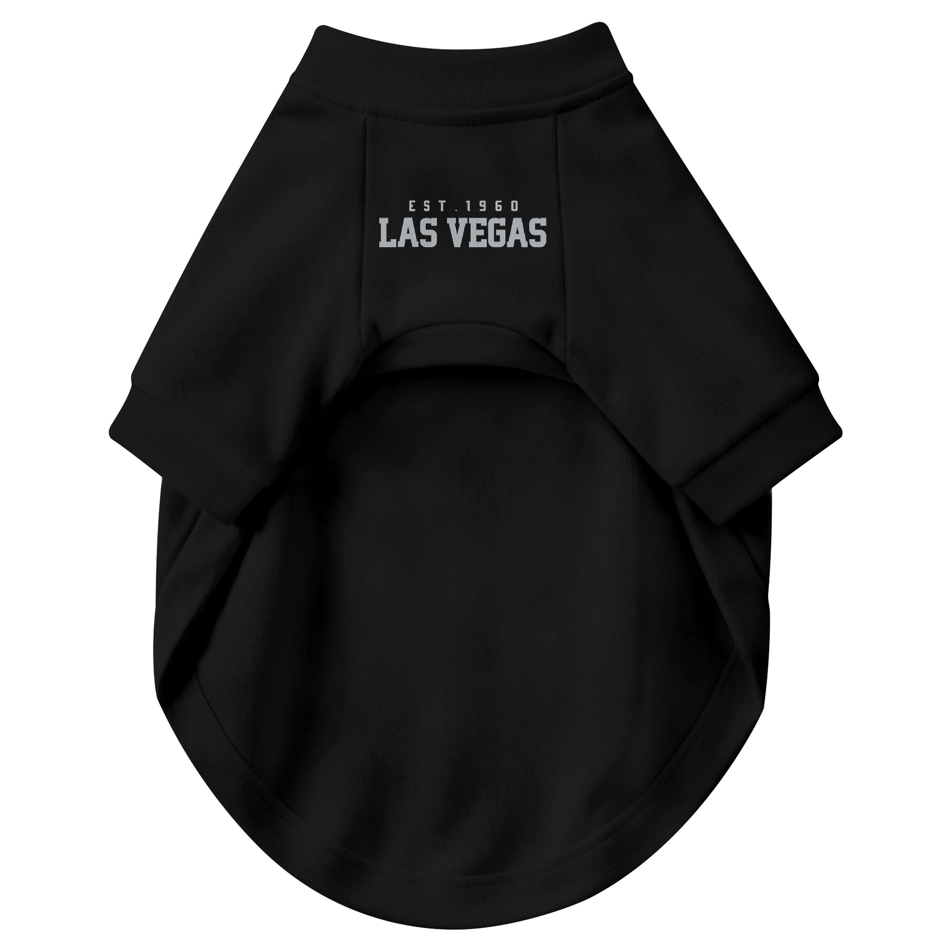 Front view of custom dog jersey in black personalized with name and number