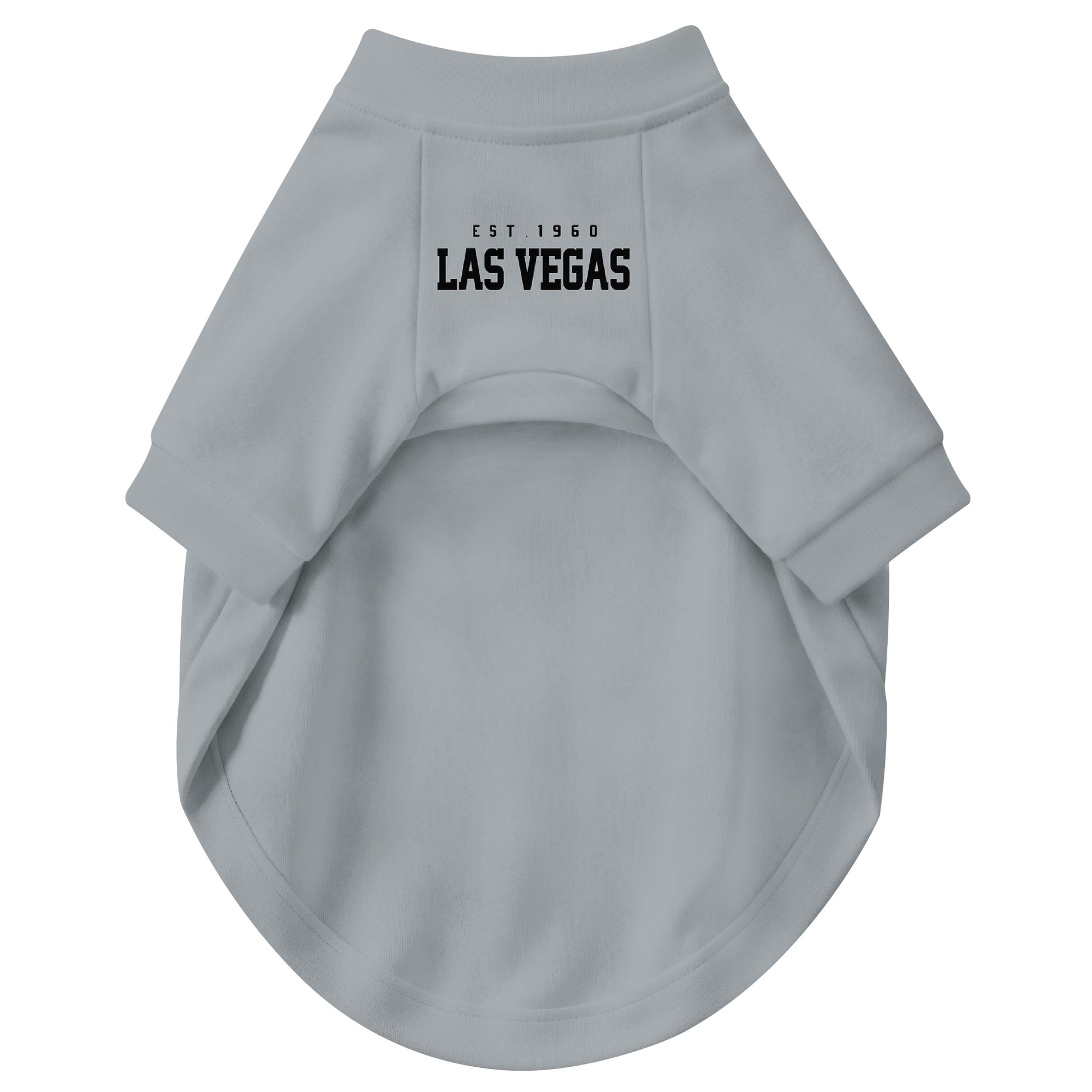 Front view of custom dog jersey in gray personalized with name and number