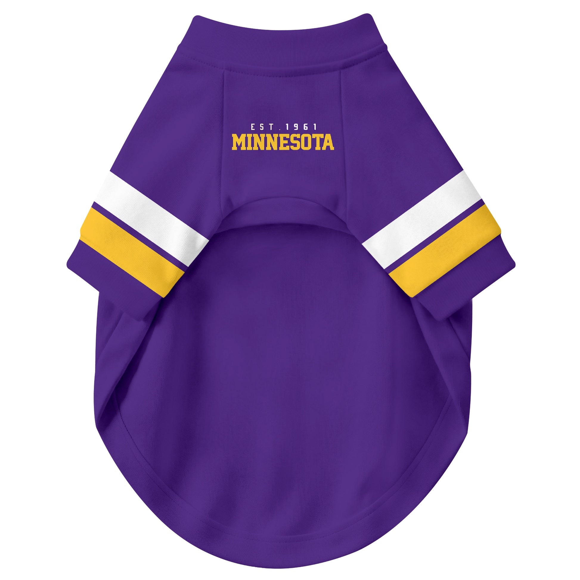Front view of custom dog jersey in purple personalized with name and number