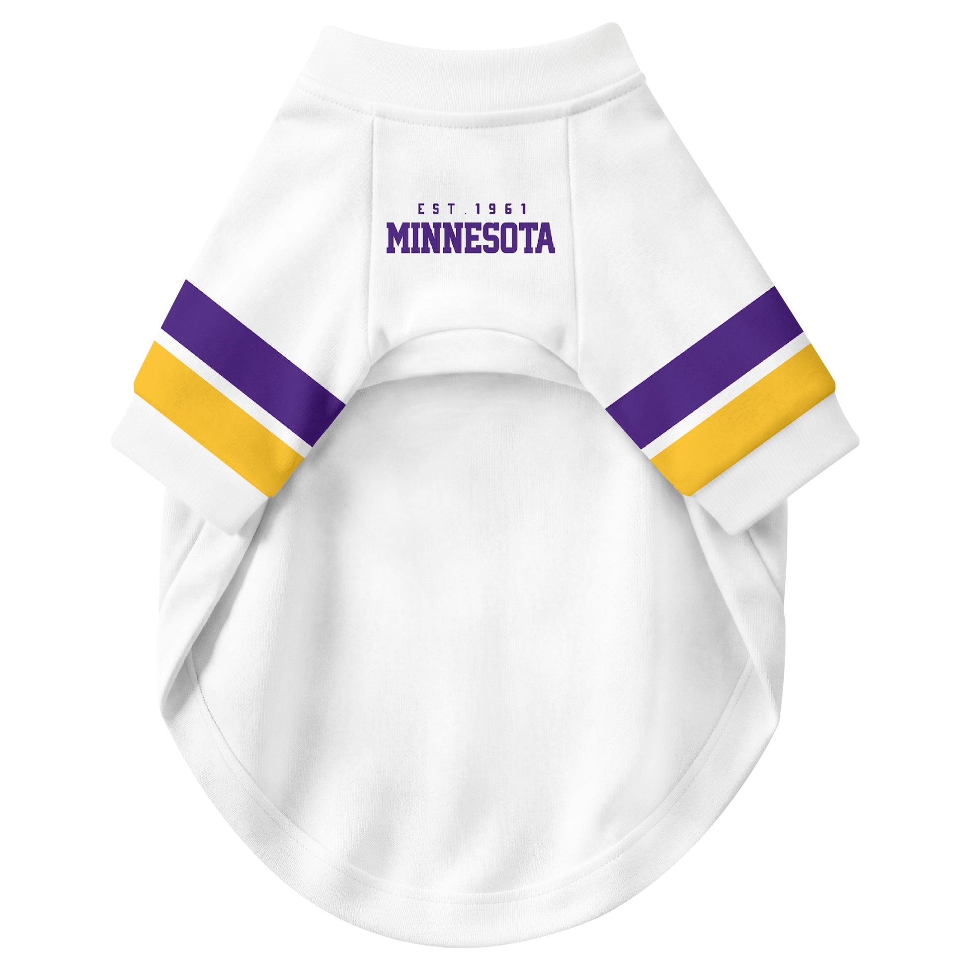 Front view of custom dog jersey in white personalized with name and number