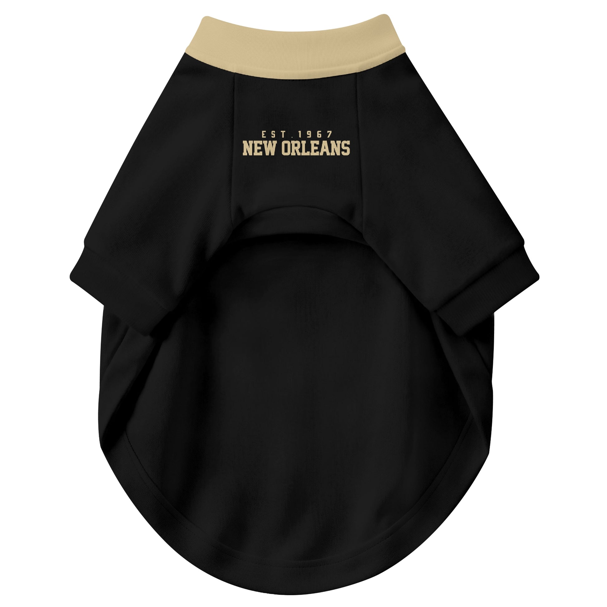 Front view of custom dog jersey in black personalized with name and number