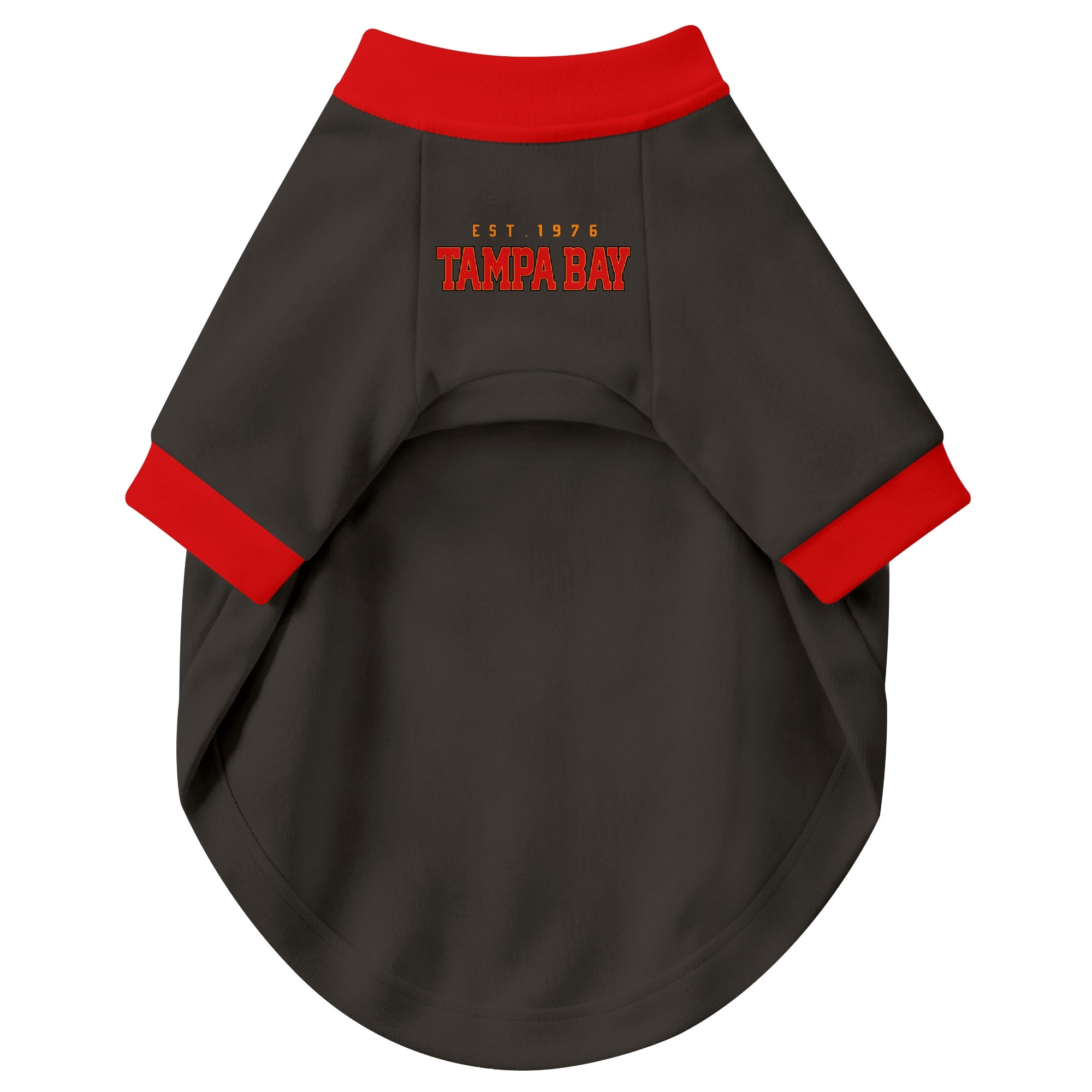 Front view of custom dog jersey in black personalized with name and number