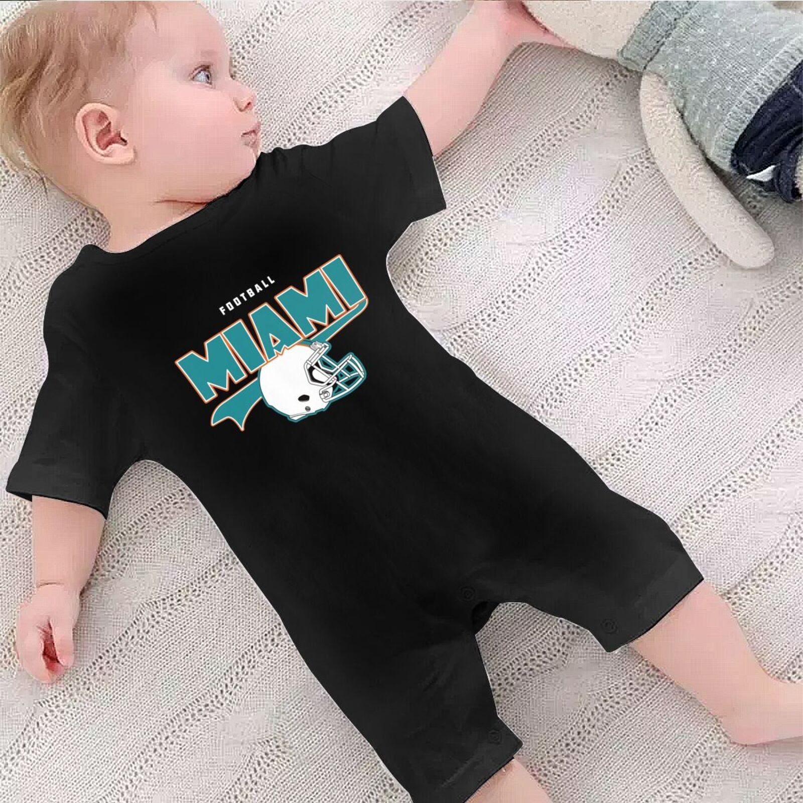 Personalized Miami Baby Football Bodysuit - Custom Name & Number - Antking ANTKING