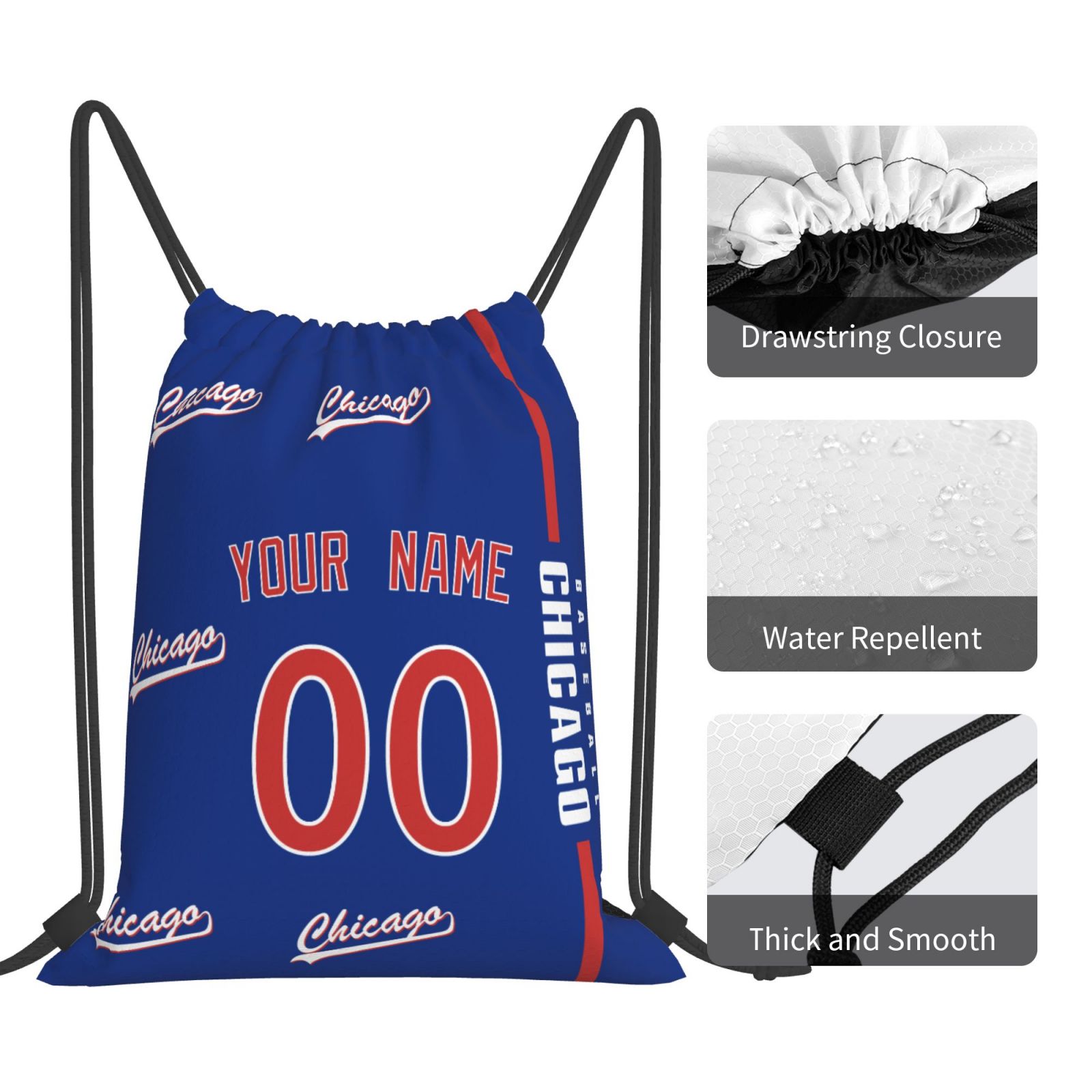 ANTKING Chicago Drawstring Bags Backpack Custom any Name and Number for Men Women Boy Gifts ANTKING