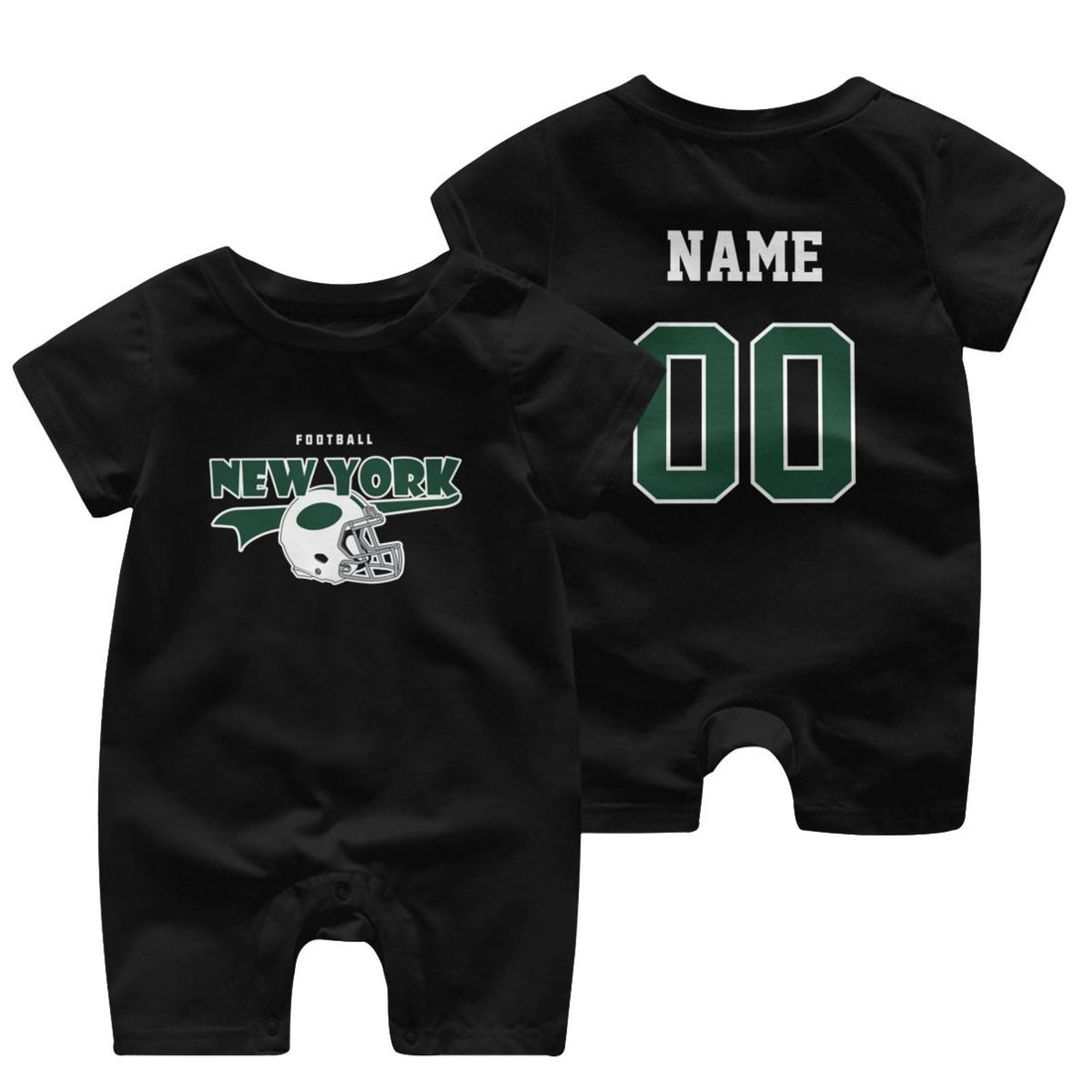 Personalized New York J Baby Football Bodysuit - Custom Name & Number - Antking ANTKING