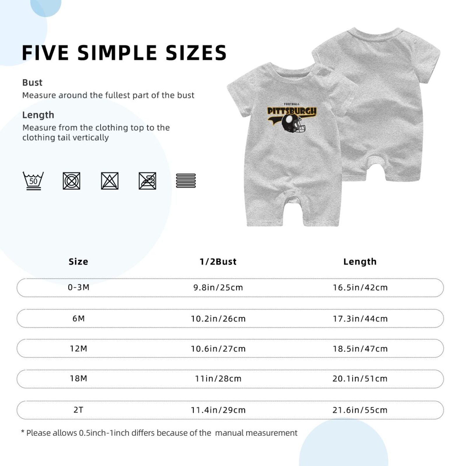 Personalized Pittsburgh Baby Football Bodysuit - Custom Name & Number - Antking ANTKING