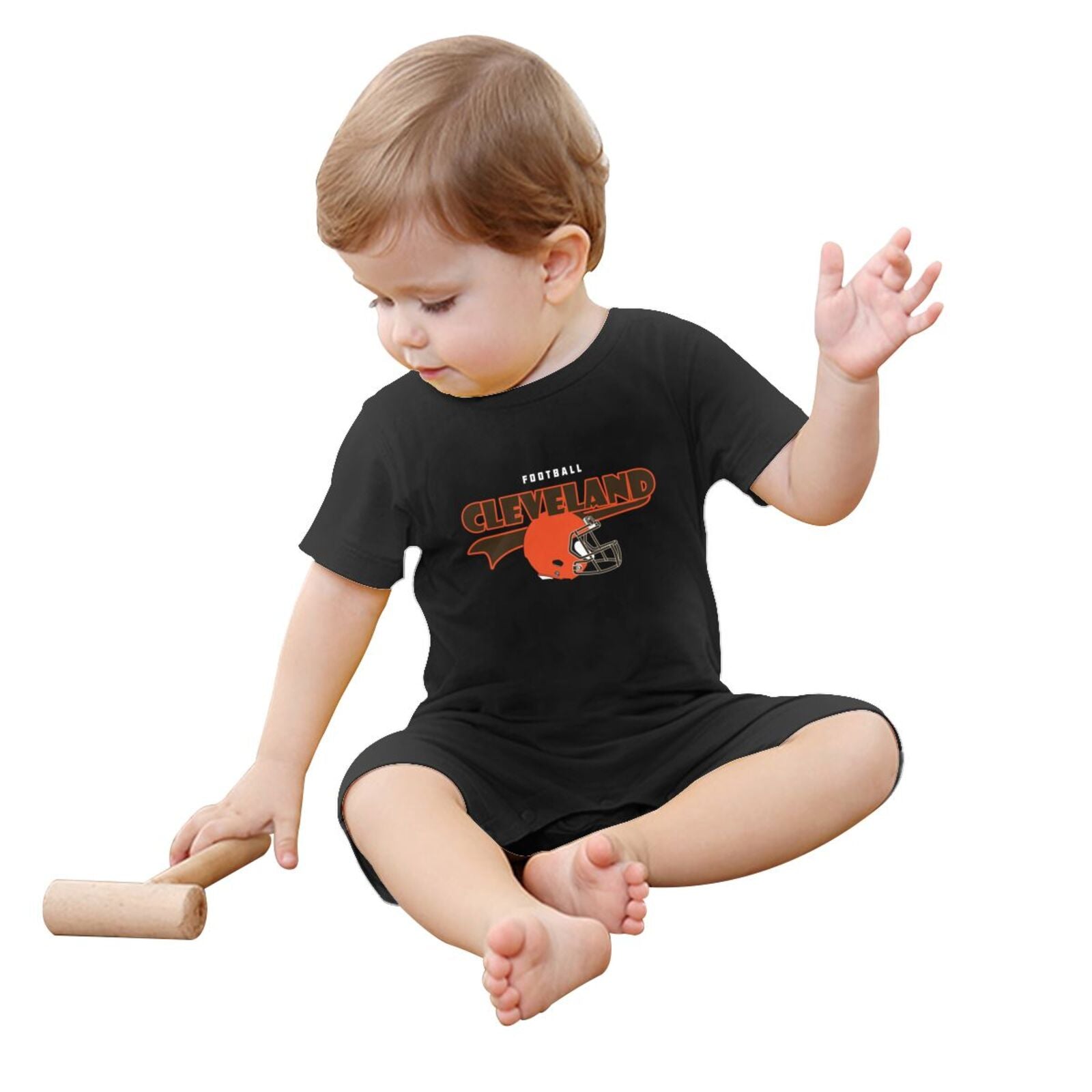 Personalized Cleveland Baby Football Bodysuit - Custom Name & Number - Antking ANTKING