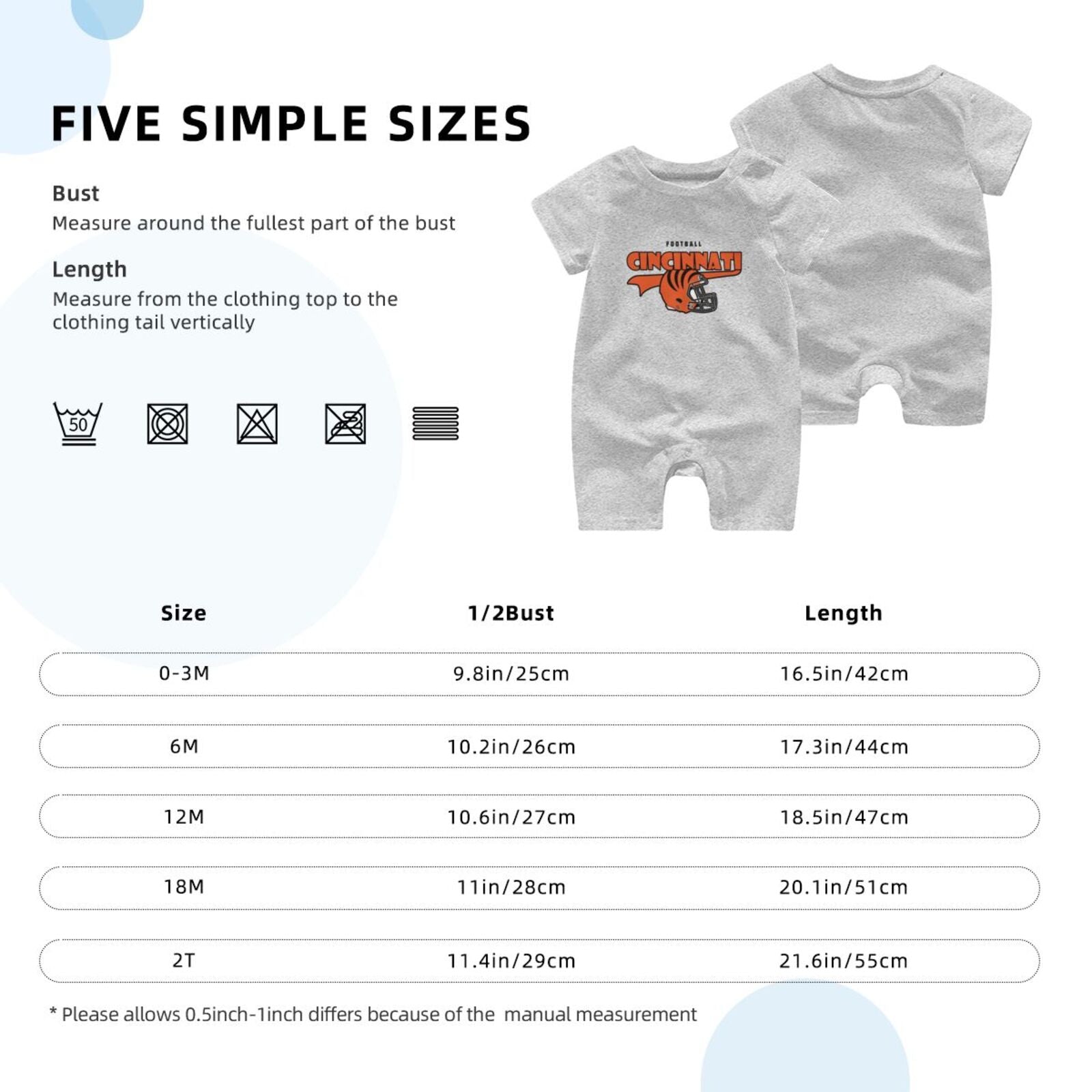 Personalized Cincinnati Baby Football Bodysuit - Custom Name & Number - Antking ANTKING
