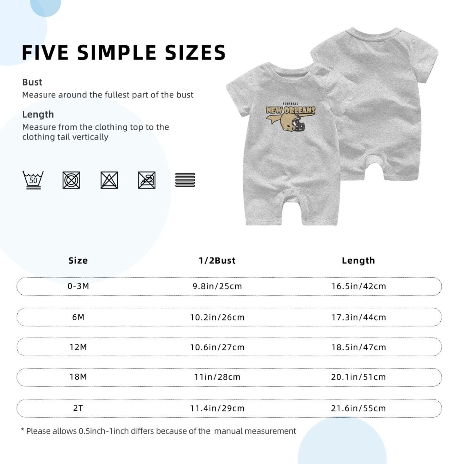 Personalized New Orleans Baby Football Bodysuit - Custom Name & Number - Antking ANTKING
