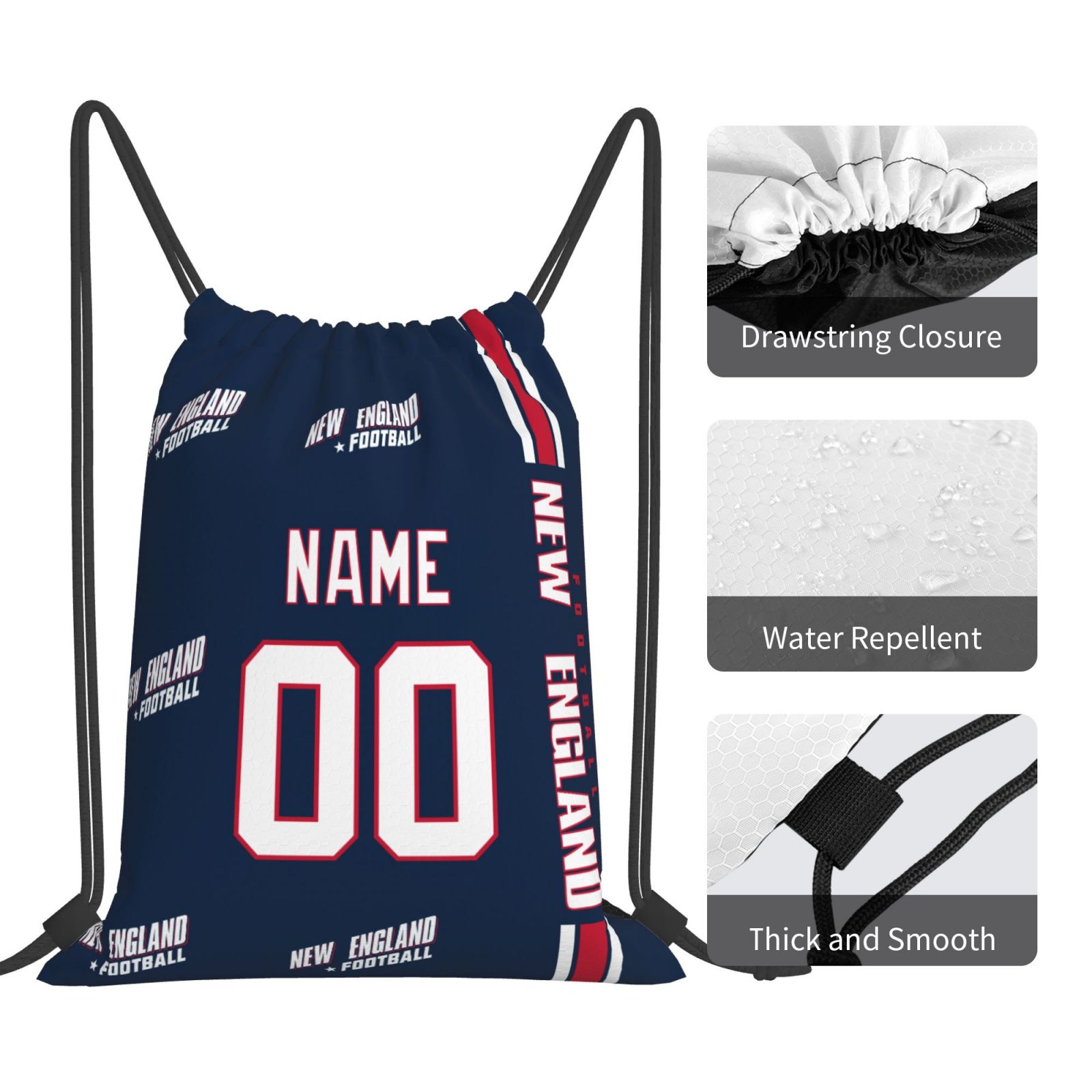 ANTKING New England Drawstring Bags Custom any Name and Number Backpack for Men Youth Boy Gifts ANTKING