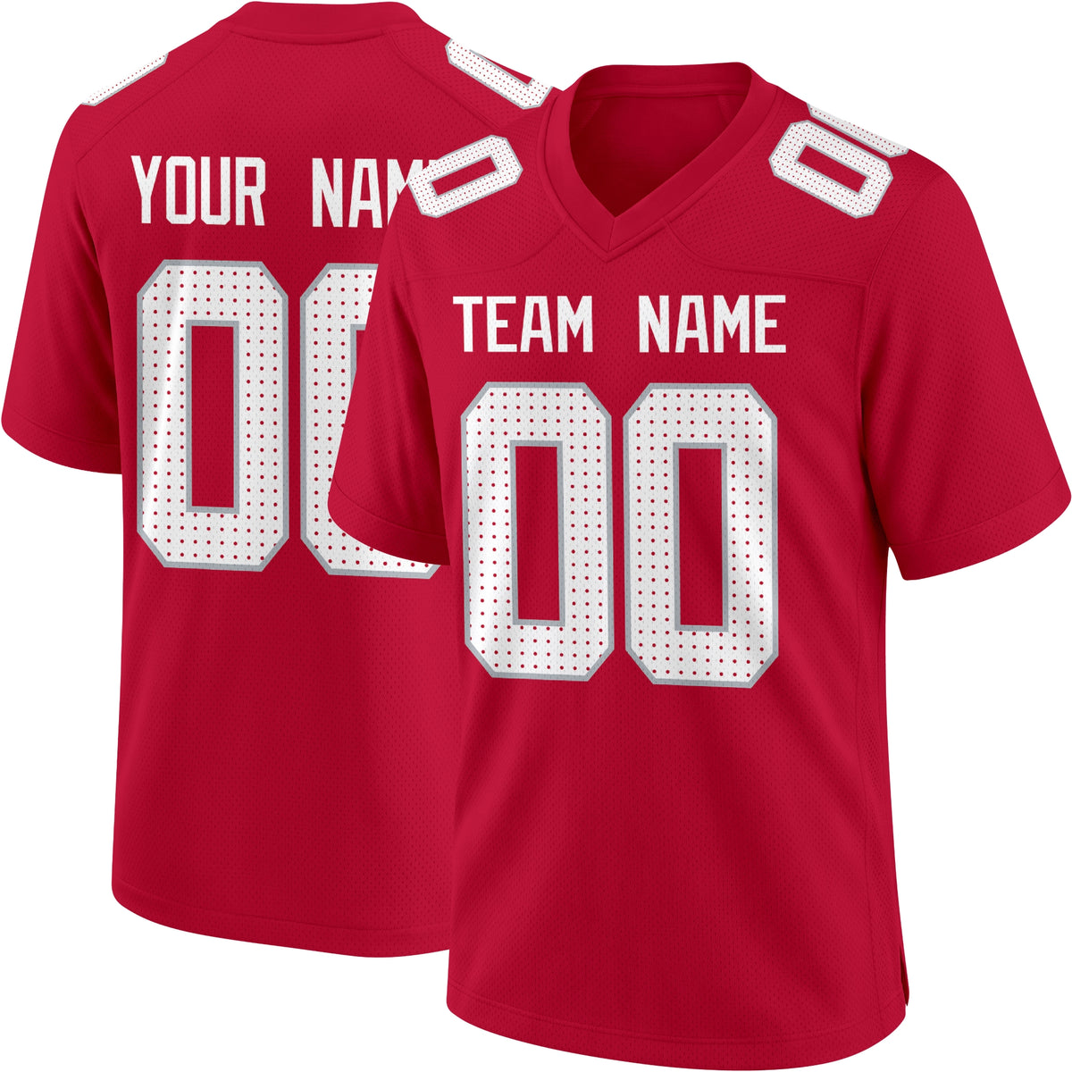 Arizona personalized Red football jersey showing front city lettering and number with back custom name and number