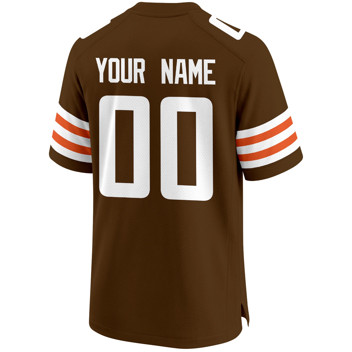 Cleveland personalized Brown football jersey back view with custom name and large jersey number