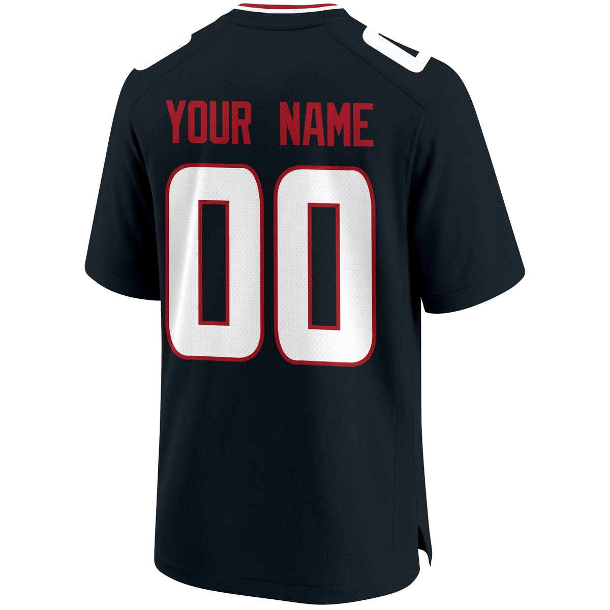 Houston personalized Black football jersey back view with custom name and large jersey number