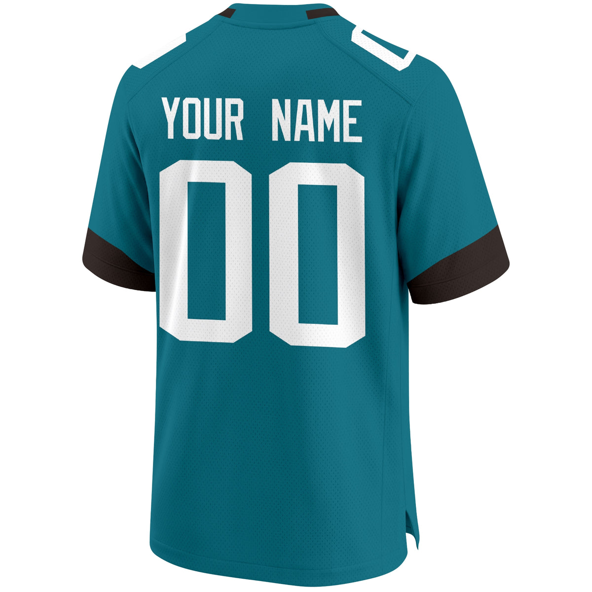 Jacksonville personalized Teal football jersey back view with custom name and large jersey number