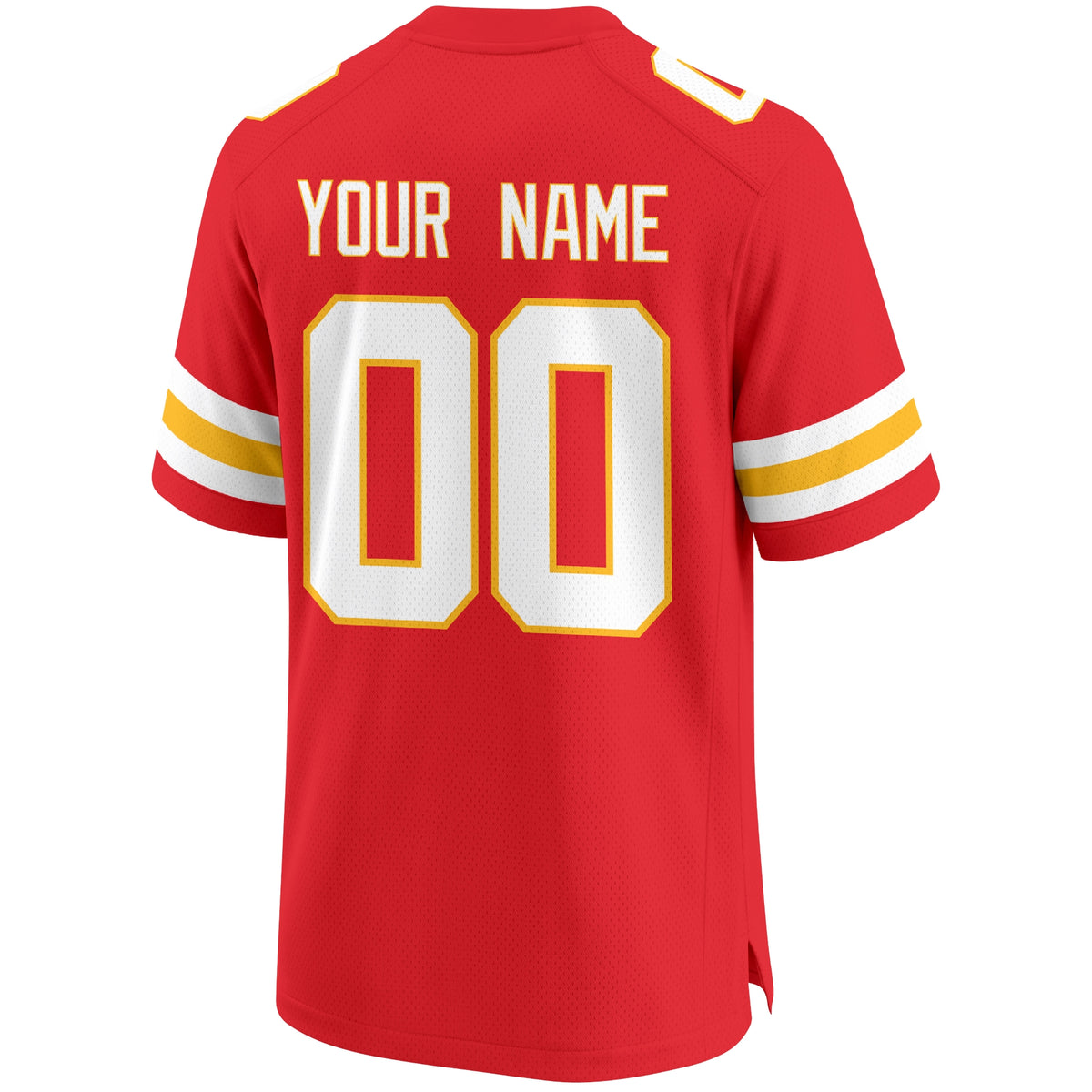 Kansas City personalized Red football jersey back view with custom name and large jersey number