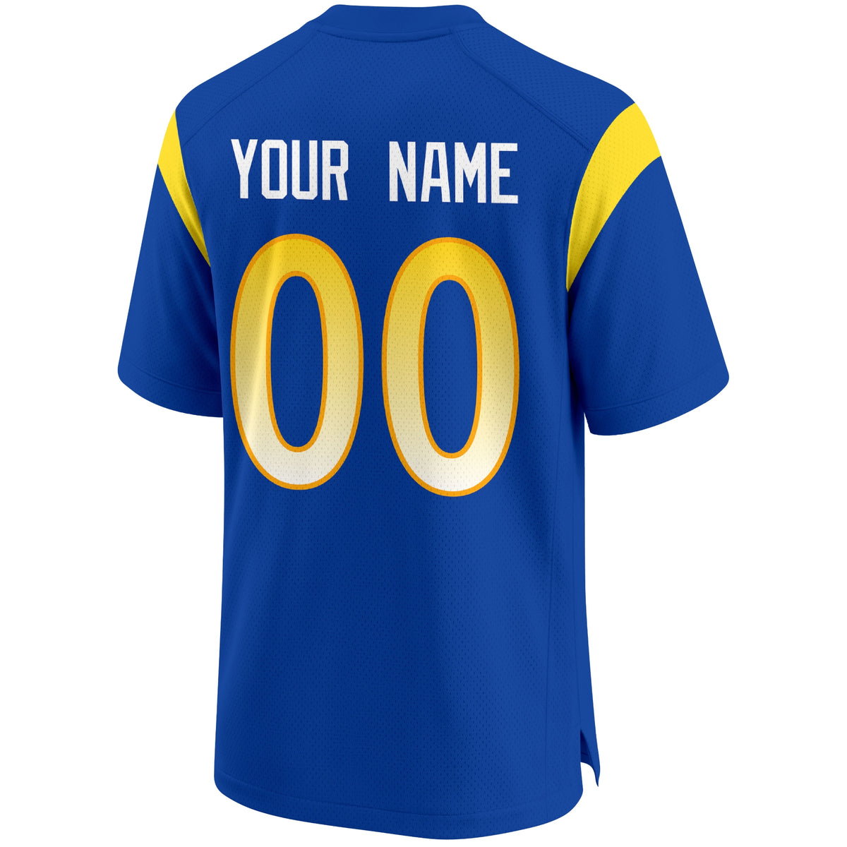 Los Angeles Royal personalized Royal Blue football jersey back view with custom name and large jersey number