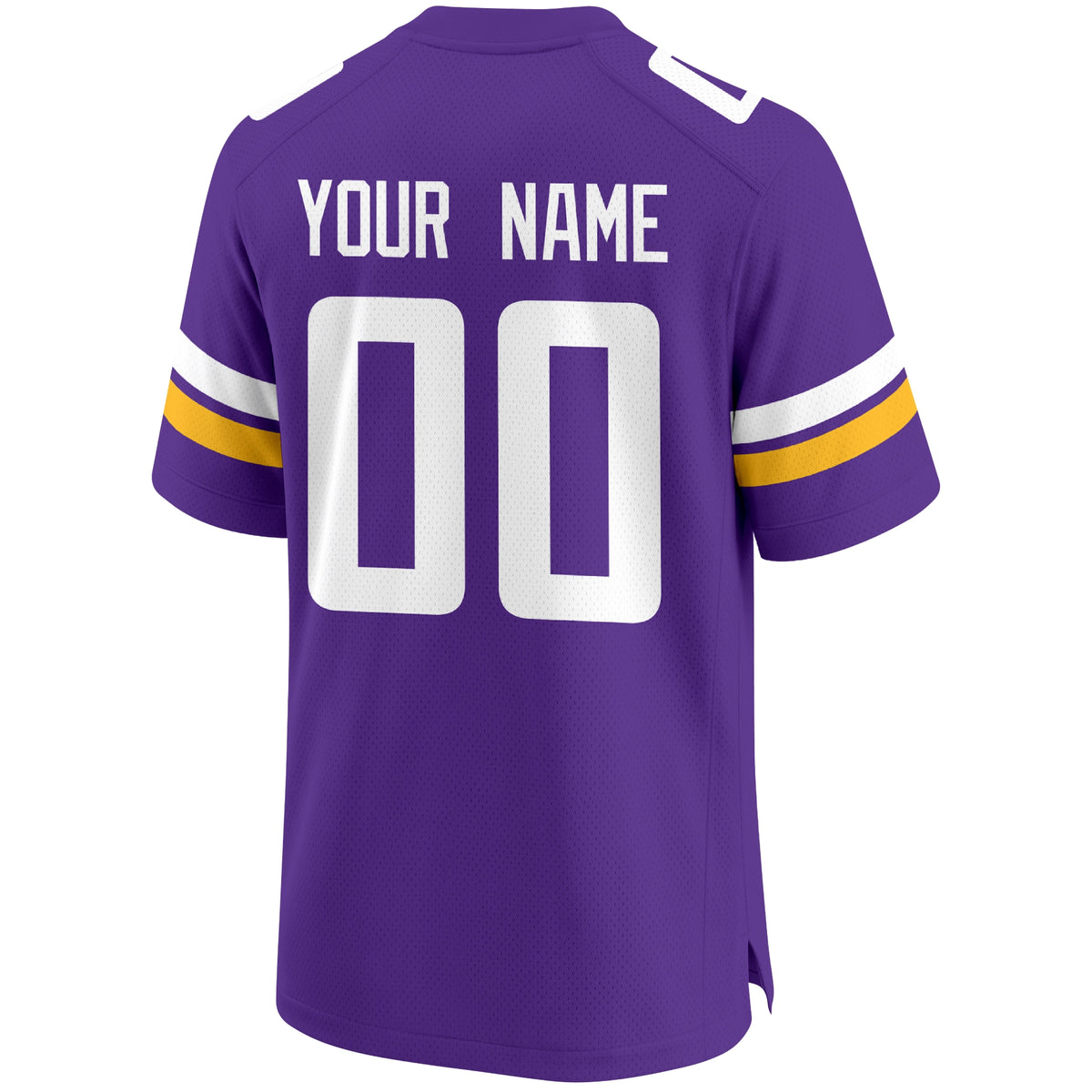 Minnesota personalized Purple football jersey back view with custom name and large jersey number