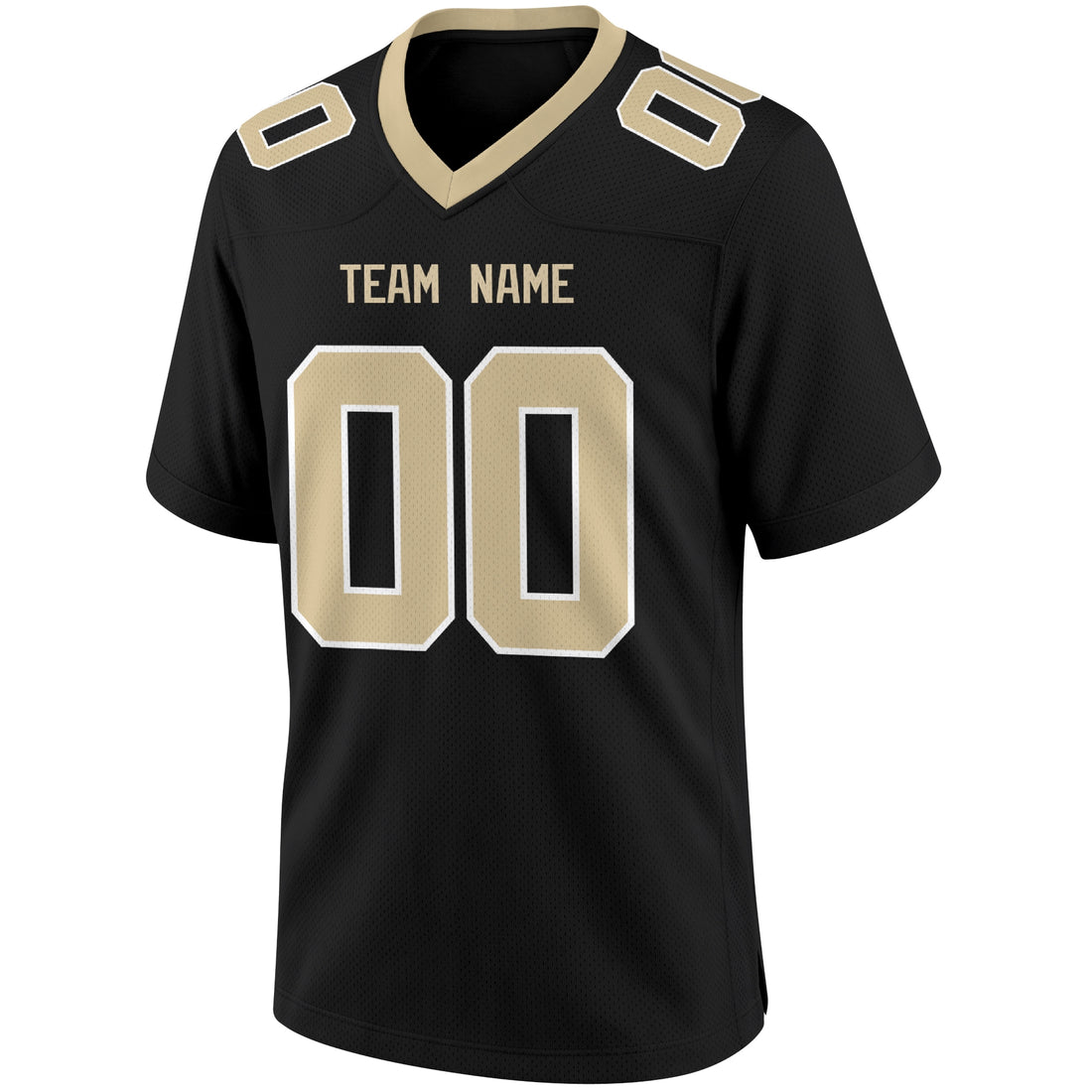 New Orleans personalized Black football jersey showing front city lettering and number with back custom name and number