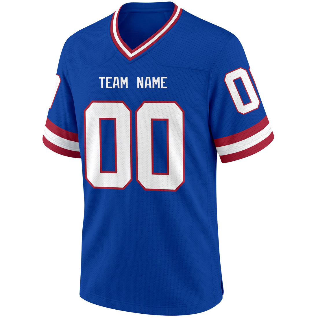 New York Blue personalized Royal Blue football jersey showing front city lettering and number with back custom name and number